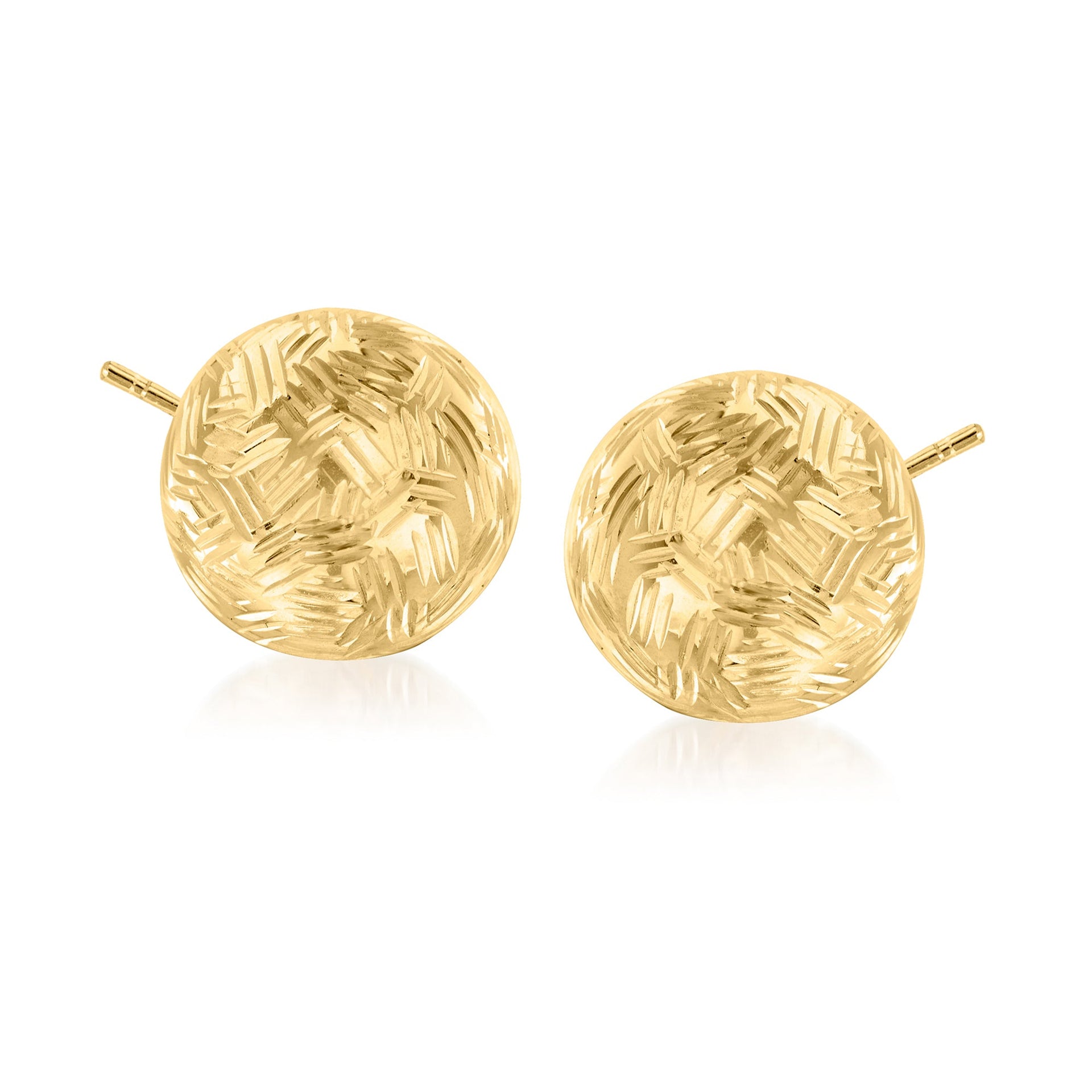 Italian 10kt Yellow Gold Diamond-Cut Dome Stud Earrings