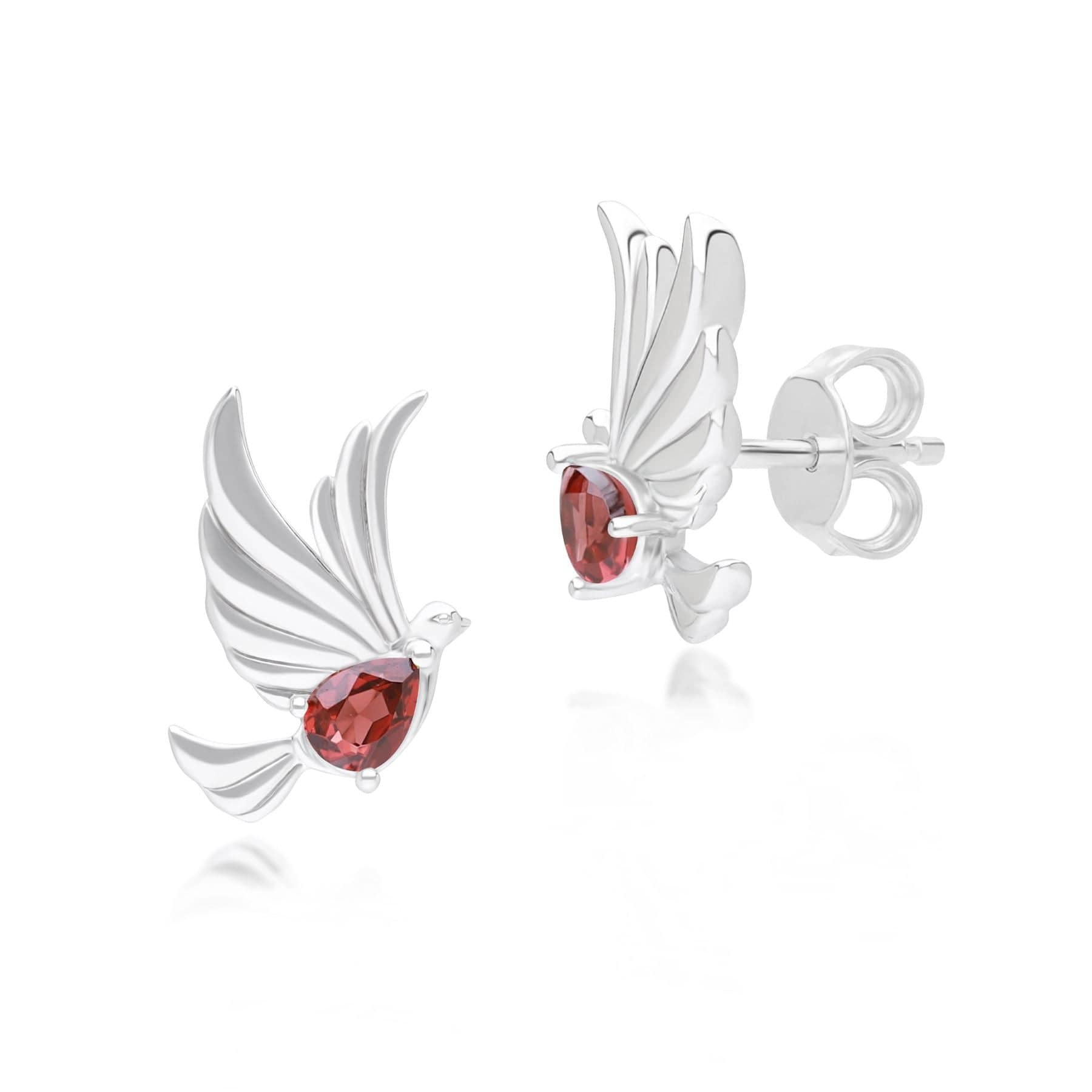 Ecfew Creator Garnet Dove Stud Earrings Sterling Silver