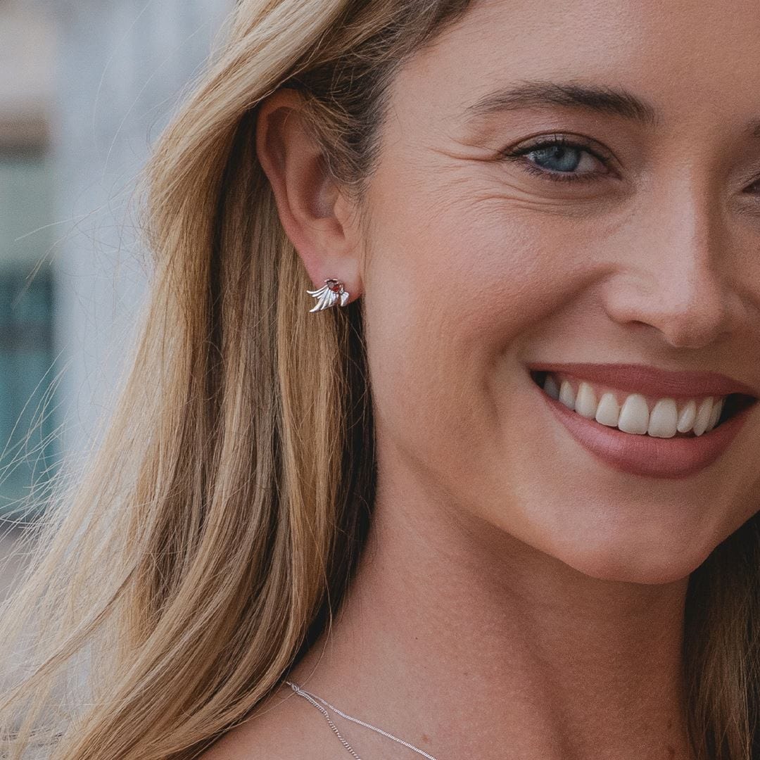 Ecfew Creator Garnet Dove Stud Earrings Sterling Silver