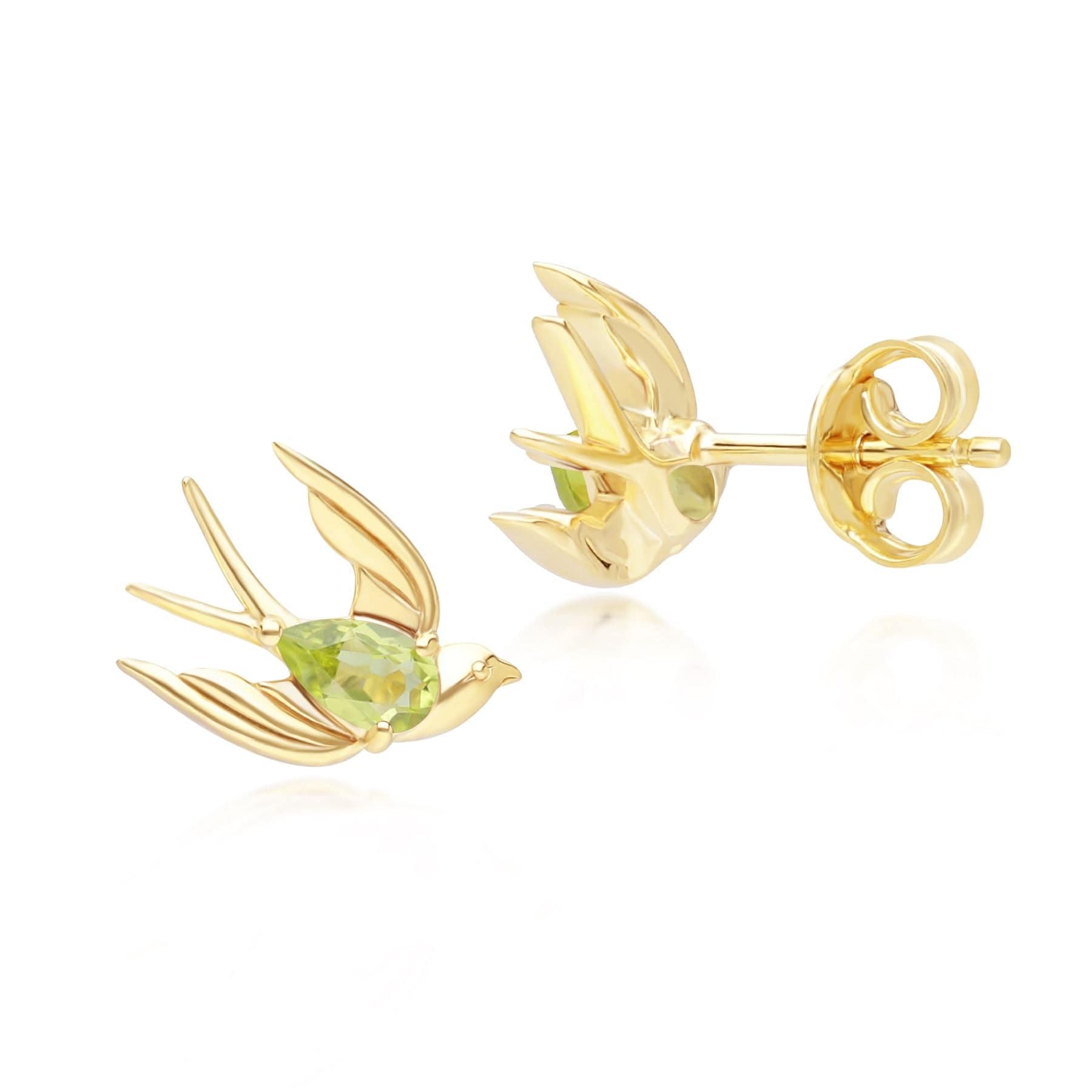 Ecfew Creator Peridot Hummingbird Stud Earrings Gold Plated