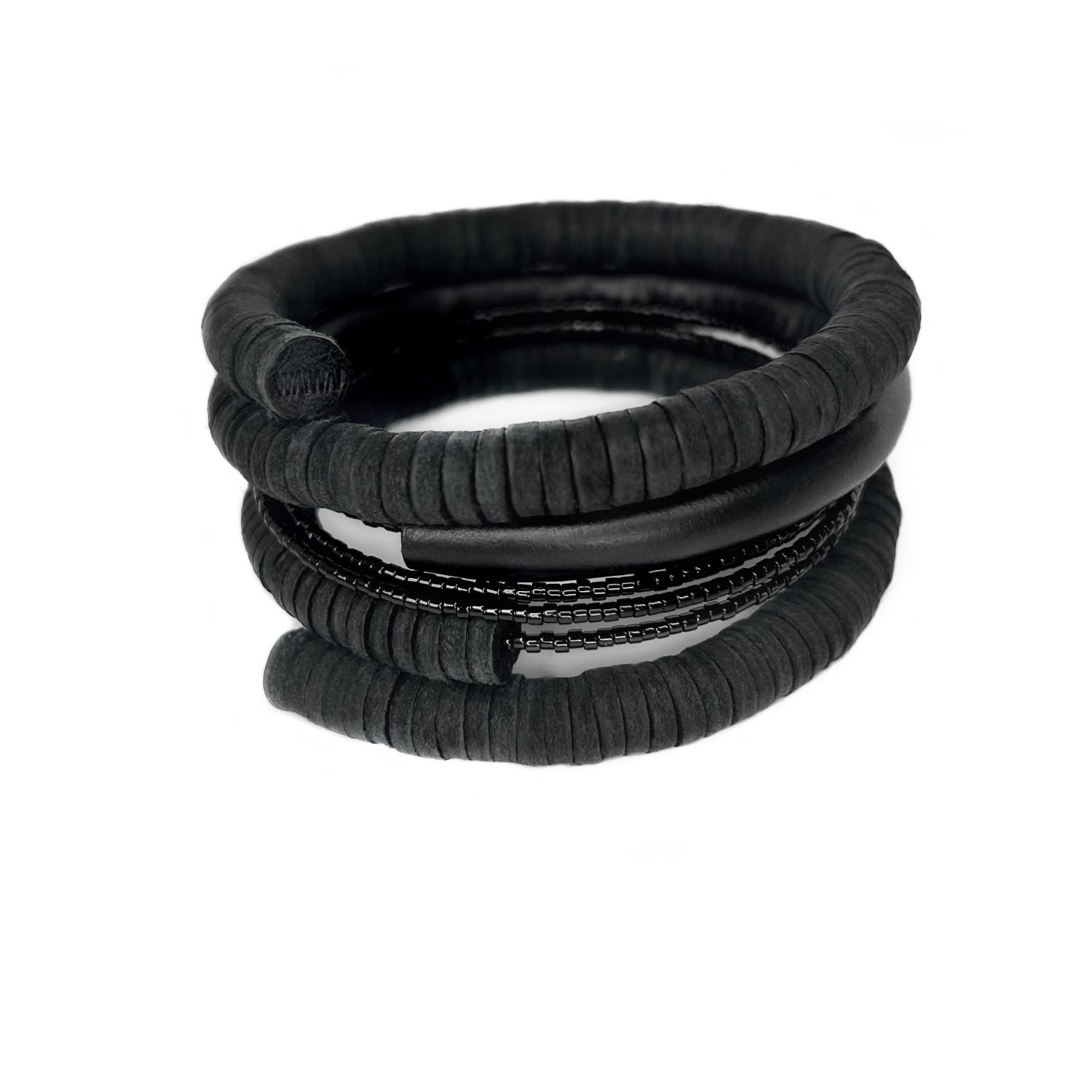 Eclipse Cuff Beaded Leather Bracelet