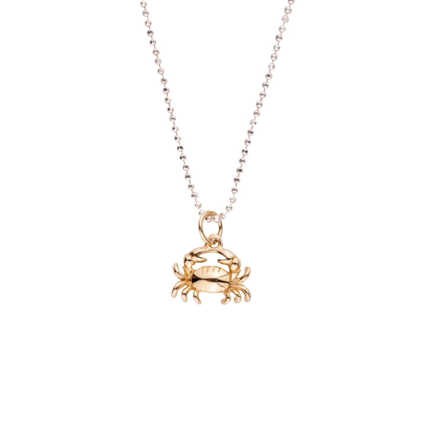 Chic Summer Handcrafted Gold Crab Pendant Silver Necklace