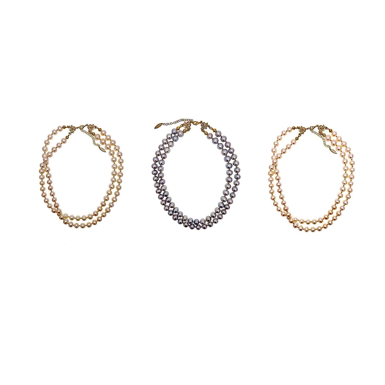 Grey Freshwater Pearls Double Strands Choker