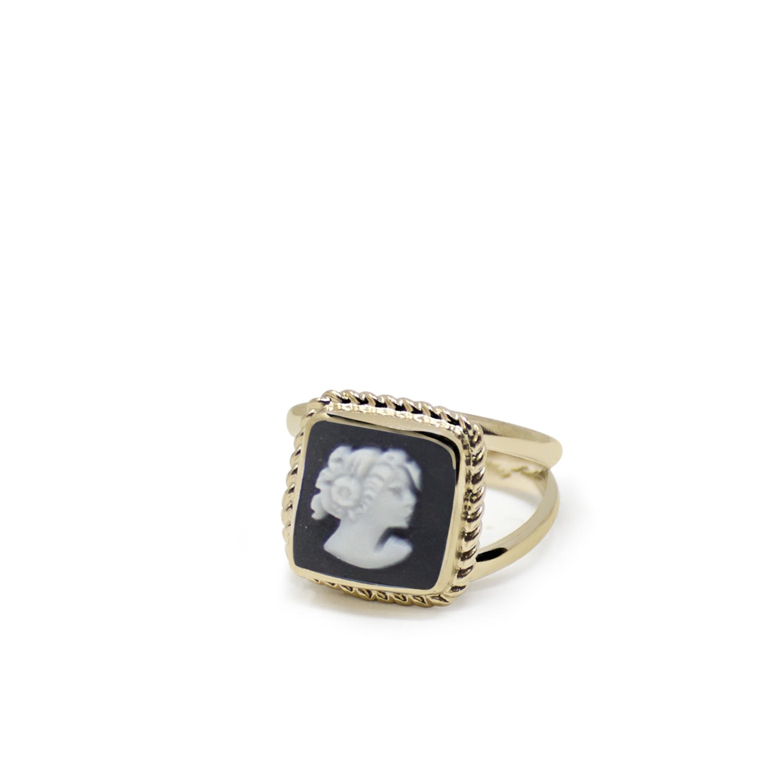 The Beloved Gold-Plated Black Cameo Ring