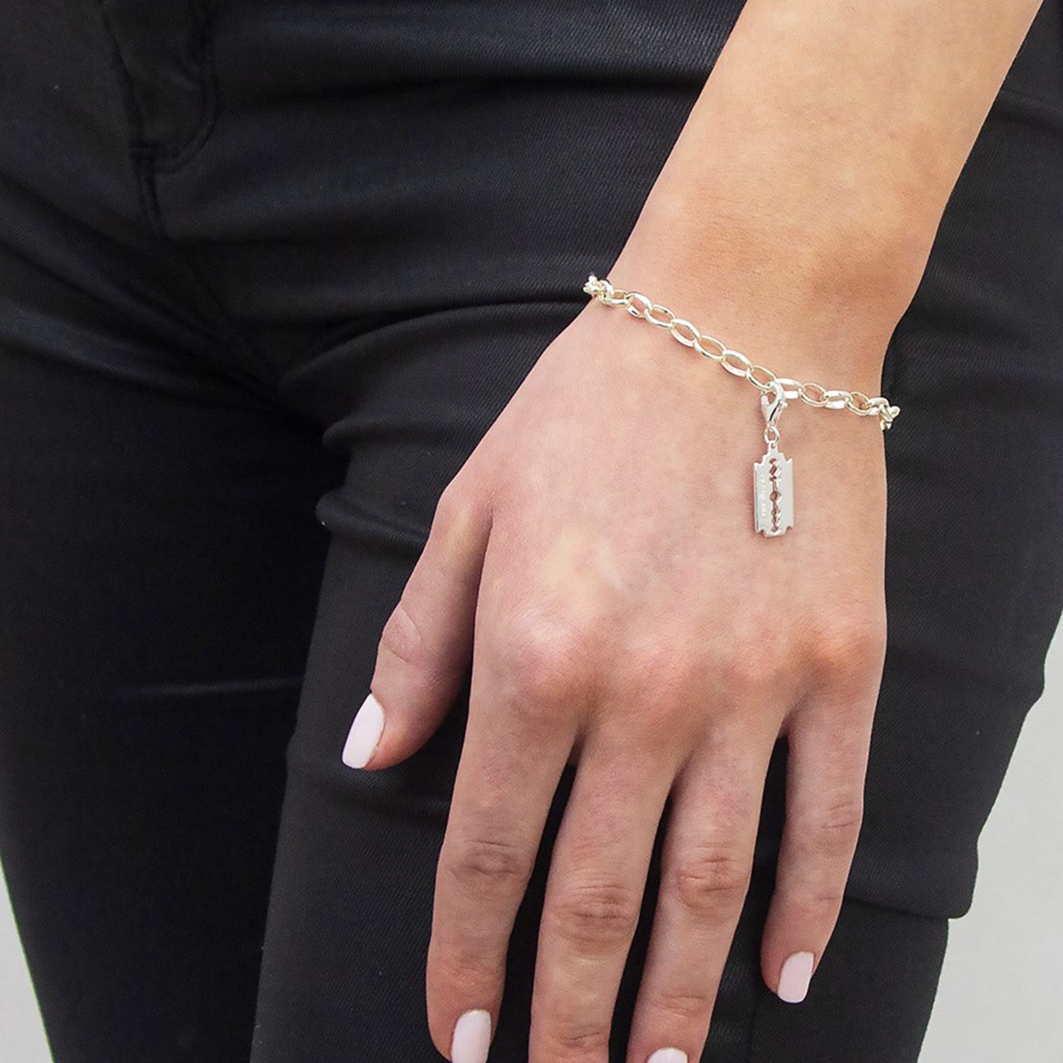 Razor Blade Belcher Bracelet Sterling Silver