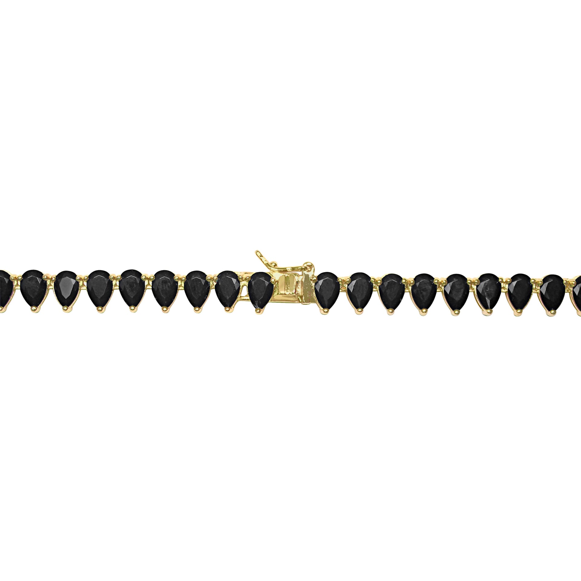 50 1/2 CT TGW Created Black Spinel Tennis Necklace in Yellow Plated Sterling Silver