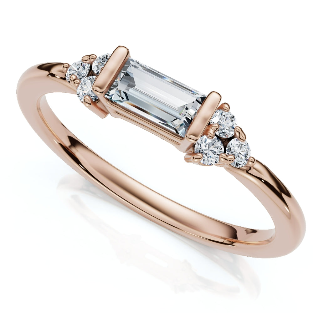 Emerald Diamond Stackable Wedding Ring Women's Anniversary Band 14k Gold