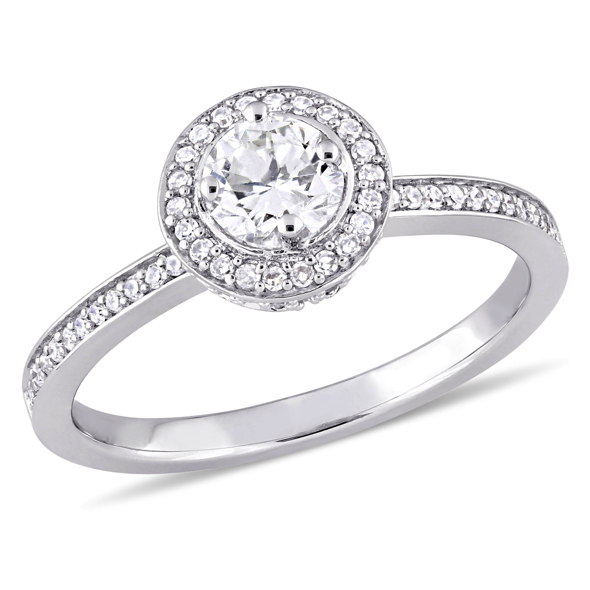 Mimi & Max 1/2ct TW Diamond Halo Engagement Ring 14k White Gold