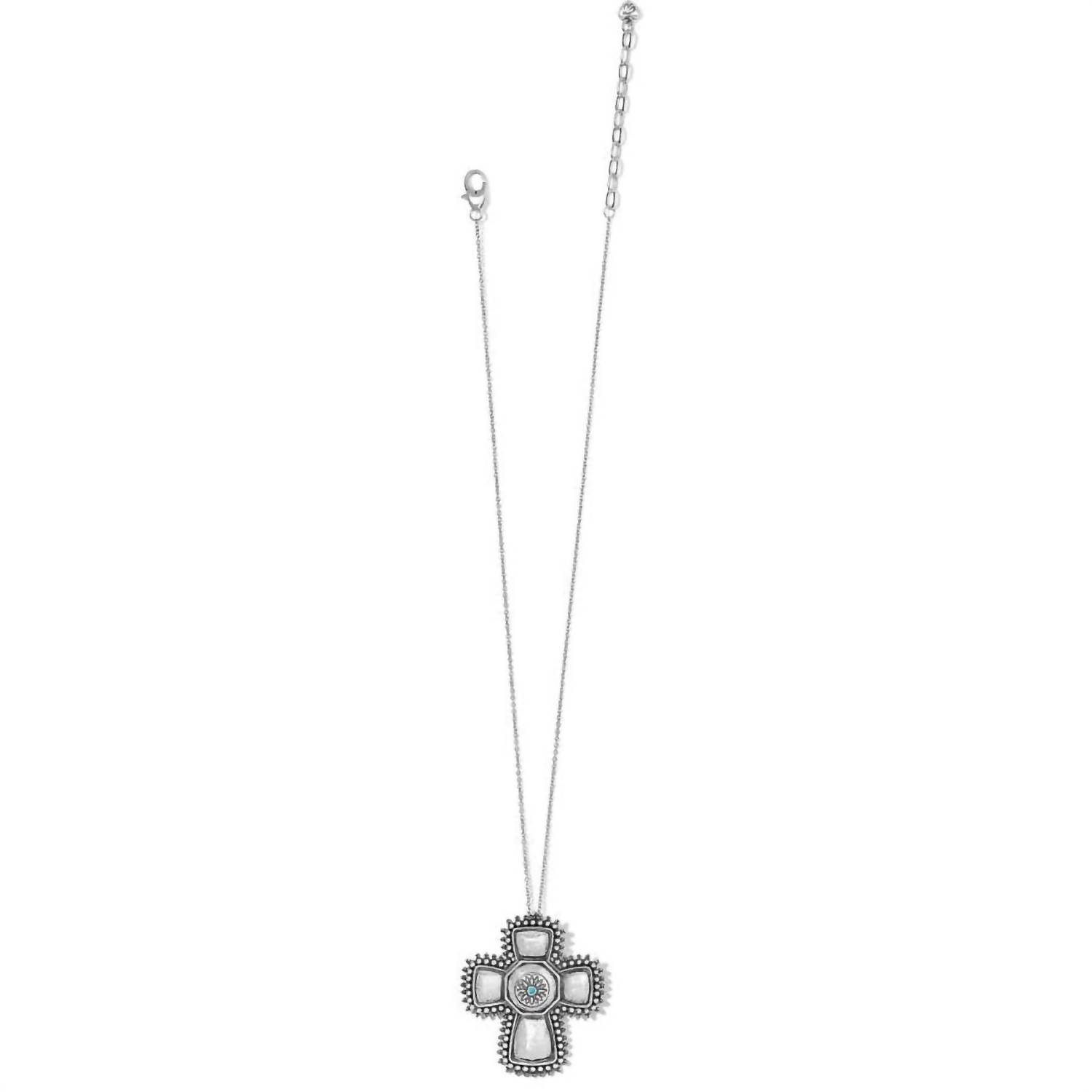 Women's Telluride West Cross Necklace In Silver-turquoise