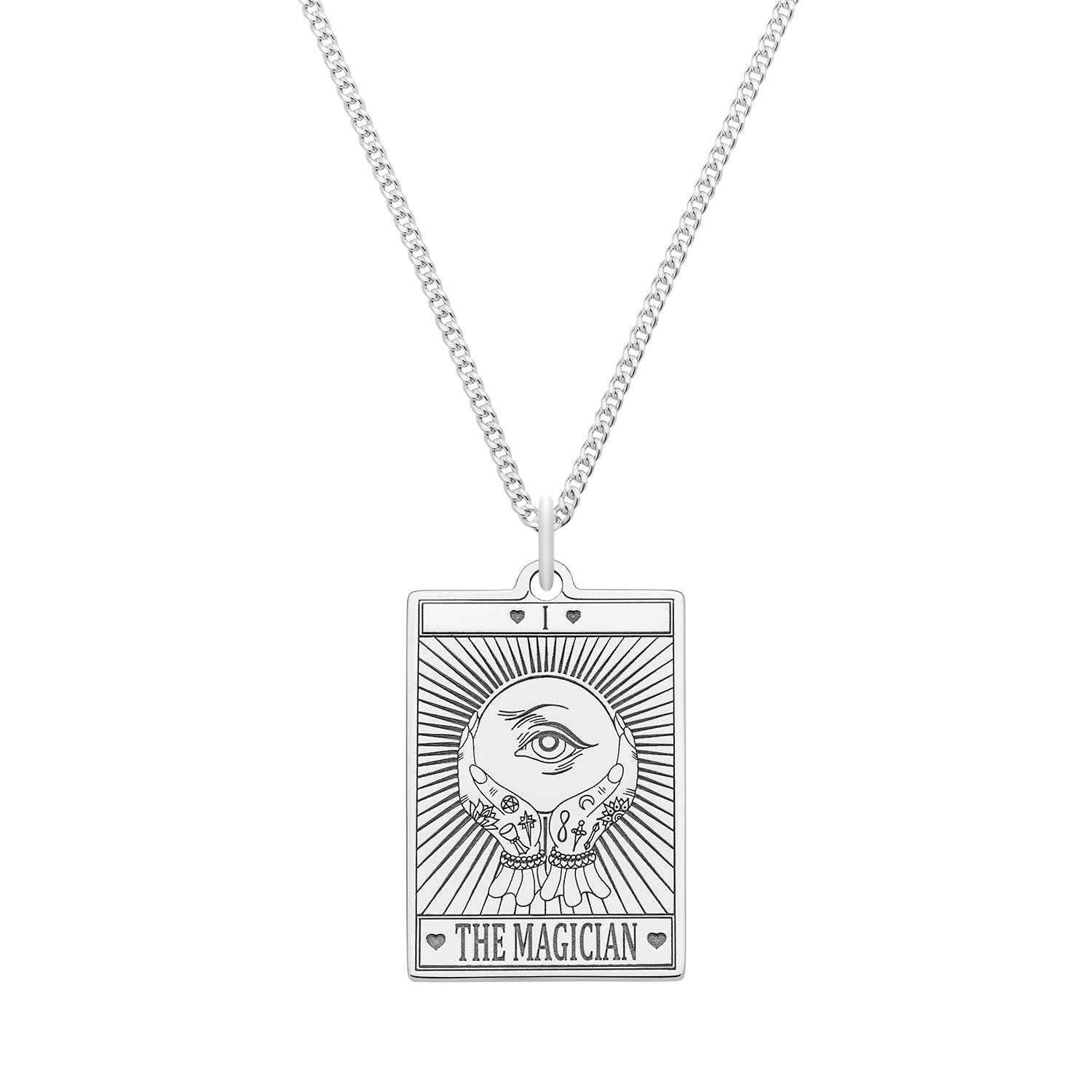 Medium Sterling Silver “The Magician” Tarot Card Necklace