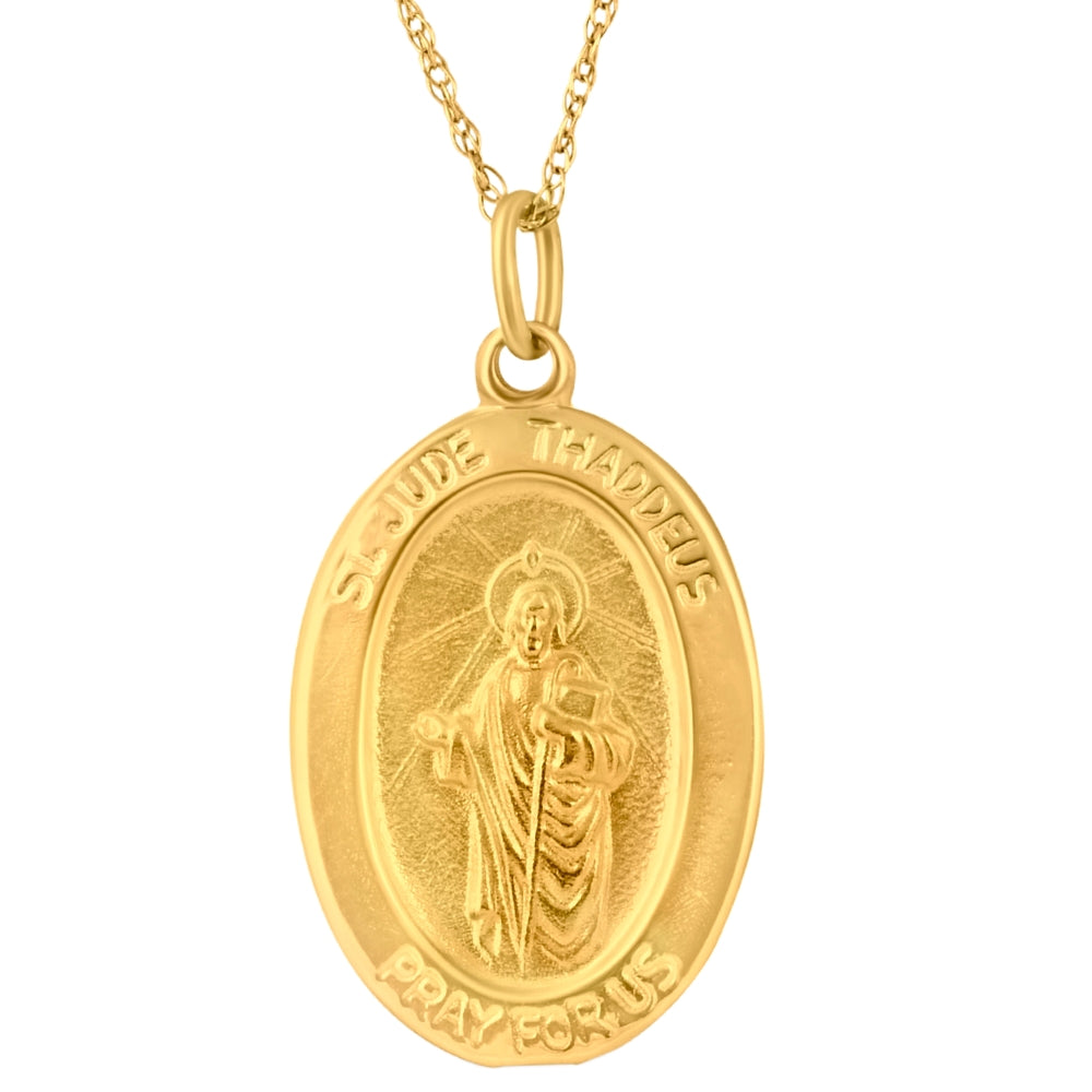 14k Yellow Gold St. Jude Thaddeus Medal Pendant 1' Tall 3.5 Grams