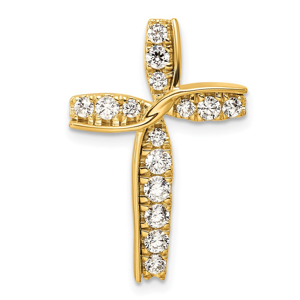 14k Yellow Gold Lab Grown Diamond Cross Chain Slide Pendant (0.58ct VS G-H)
