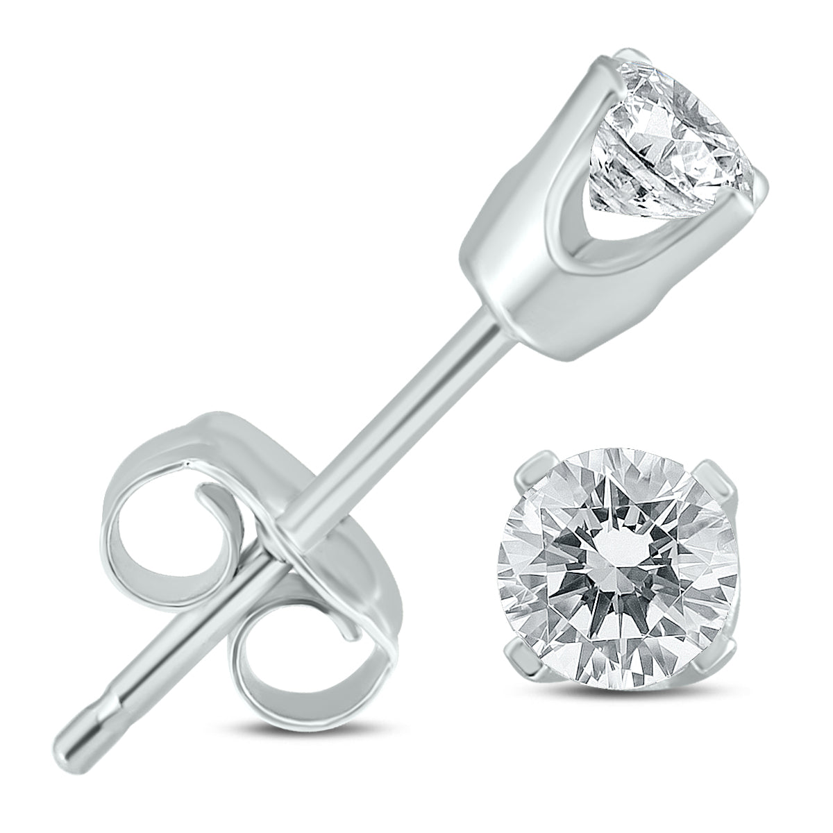 1/3 Carat TW Diamond Solitaire Stud Earrings In 14K White Gold I-J Color Si2-si3 Clarity