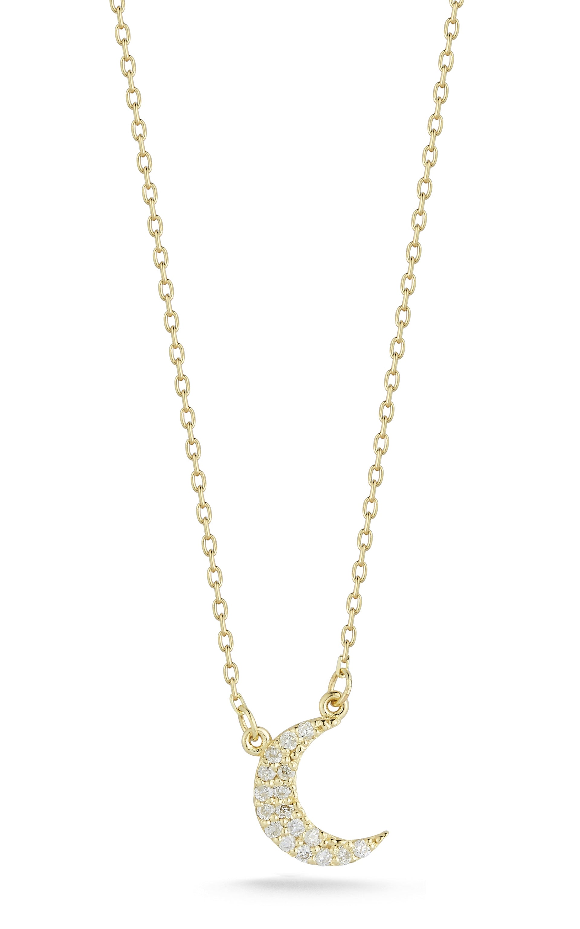 14K Gold & Diamond Moon Necklace