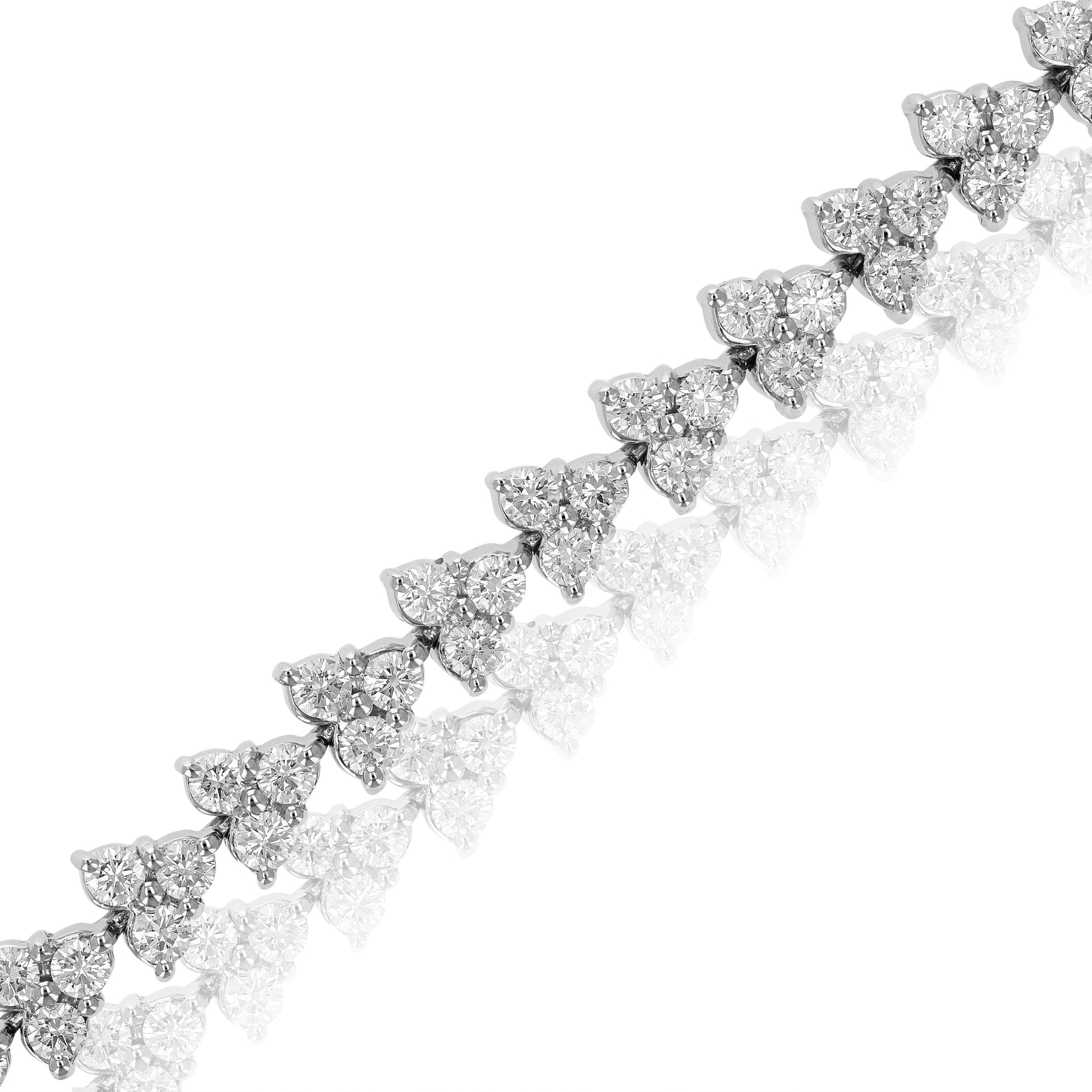 5 cttw Diamond 3 Stone Cluster Bracelet 10K White Gold Round Prong Set 7 Inch