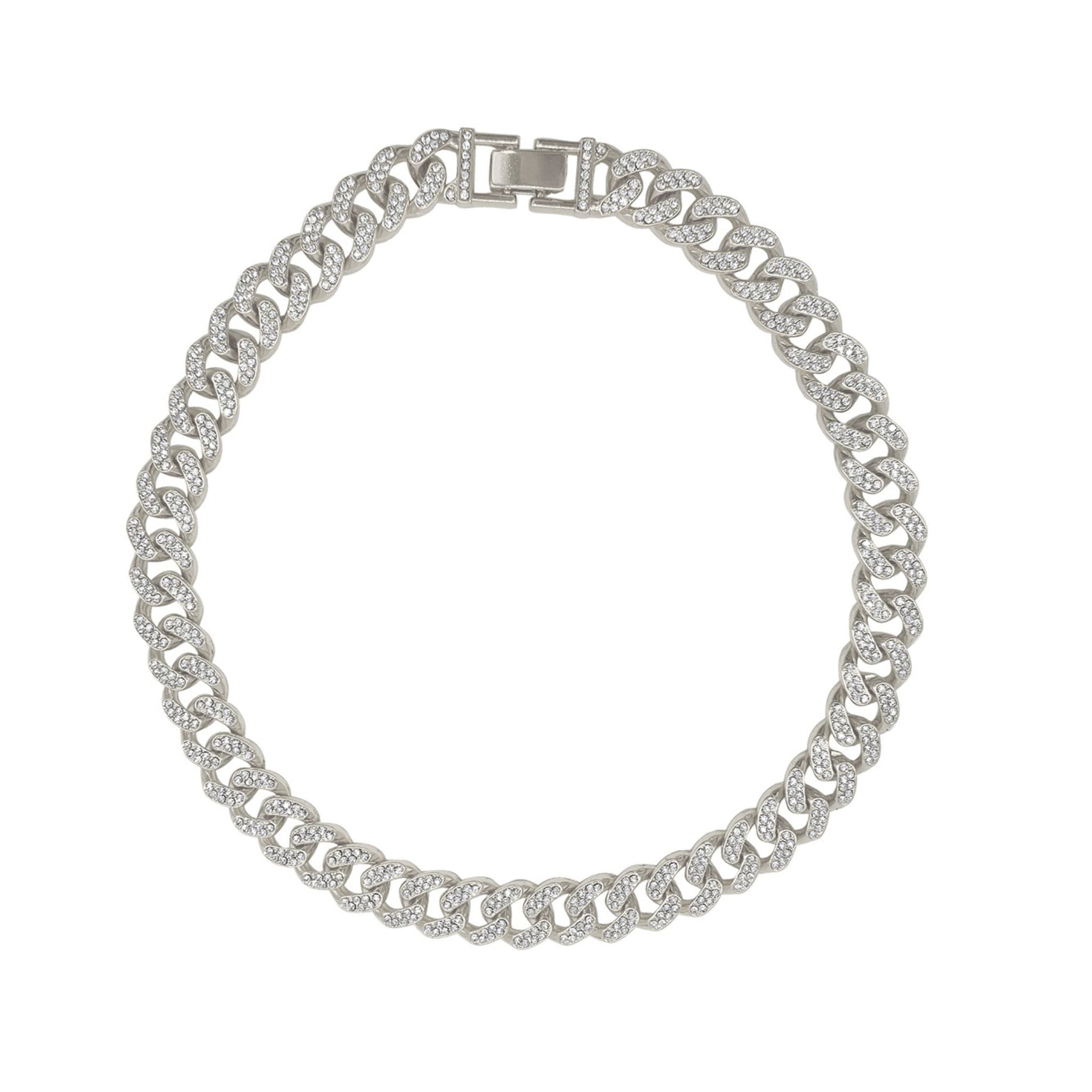 Adornia Flat Curb CZ Chain Necklace silver