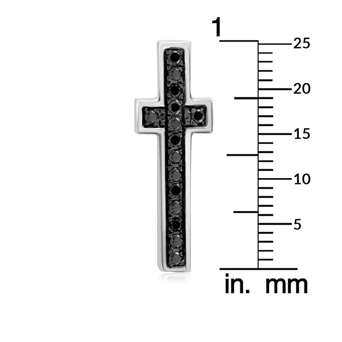 Pianegonda Sterling Silver and Black Diamond Crucifix Tie Pin