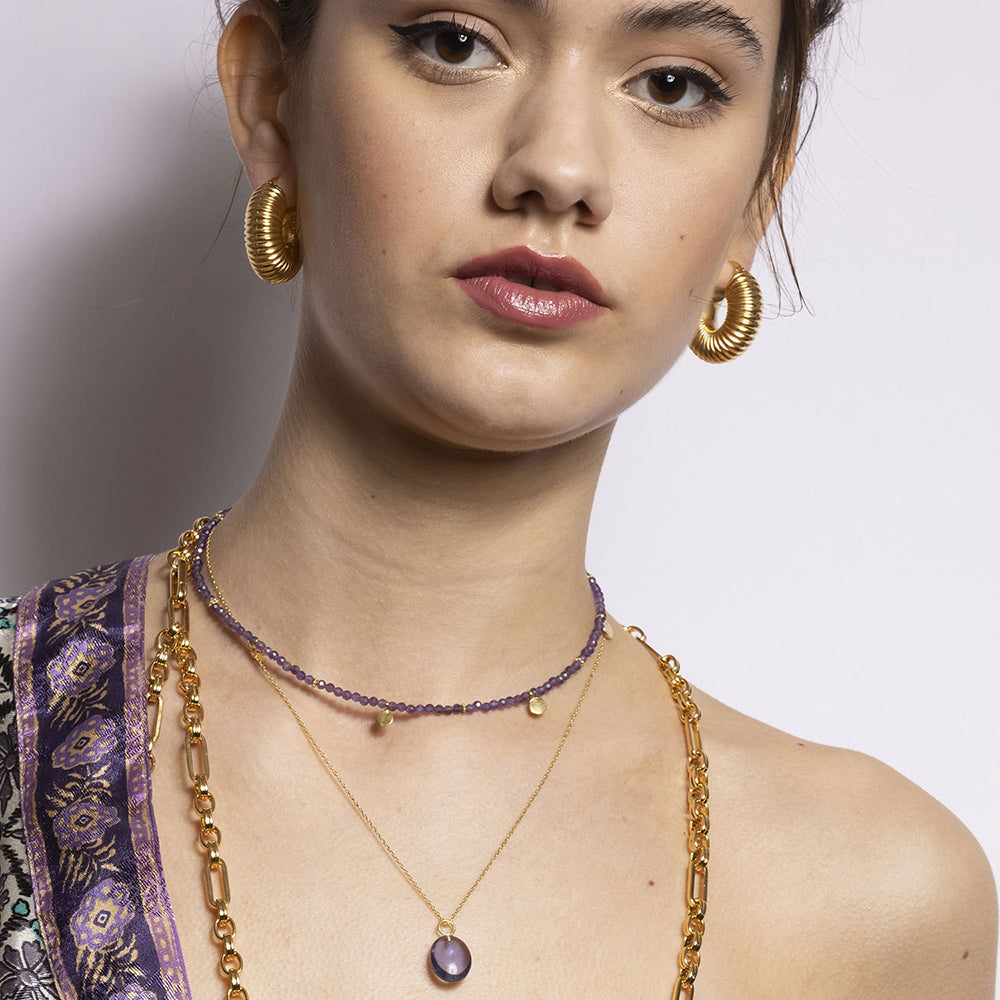 Eden Gold Chain Necklace With Amethyst Charm