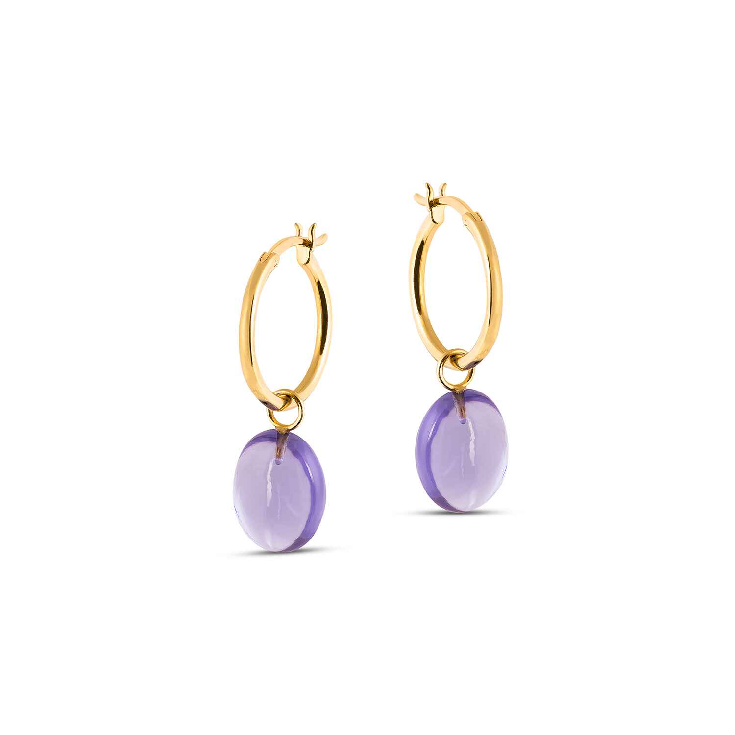 Eden Gold Hoop Earrings With Amethyst