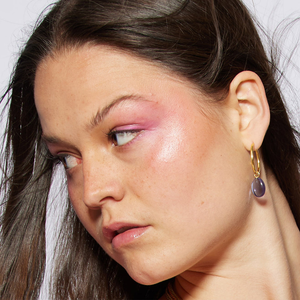 Eden Gold Hoop Earrings With Amethyst