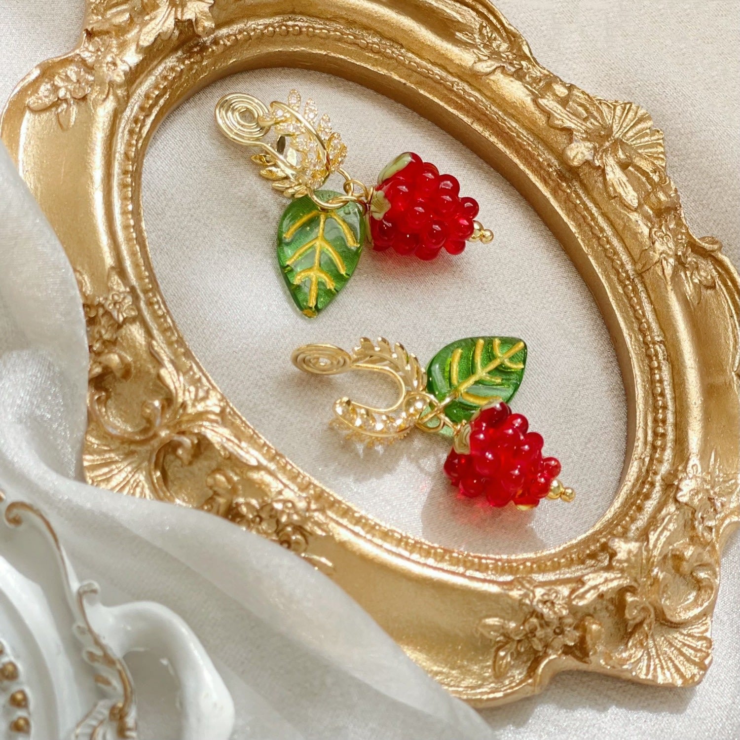 Eden's Berry Clip On Earrings - Raspberries