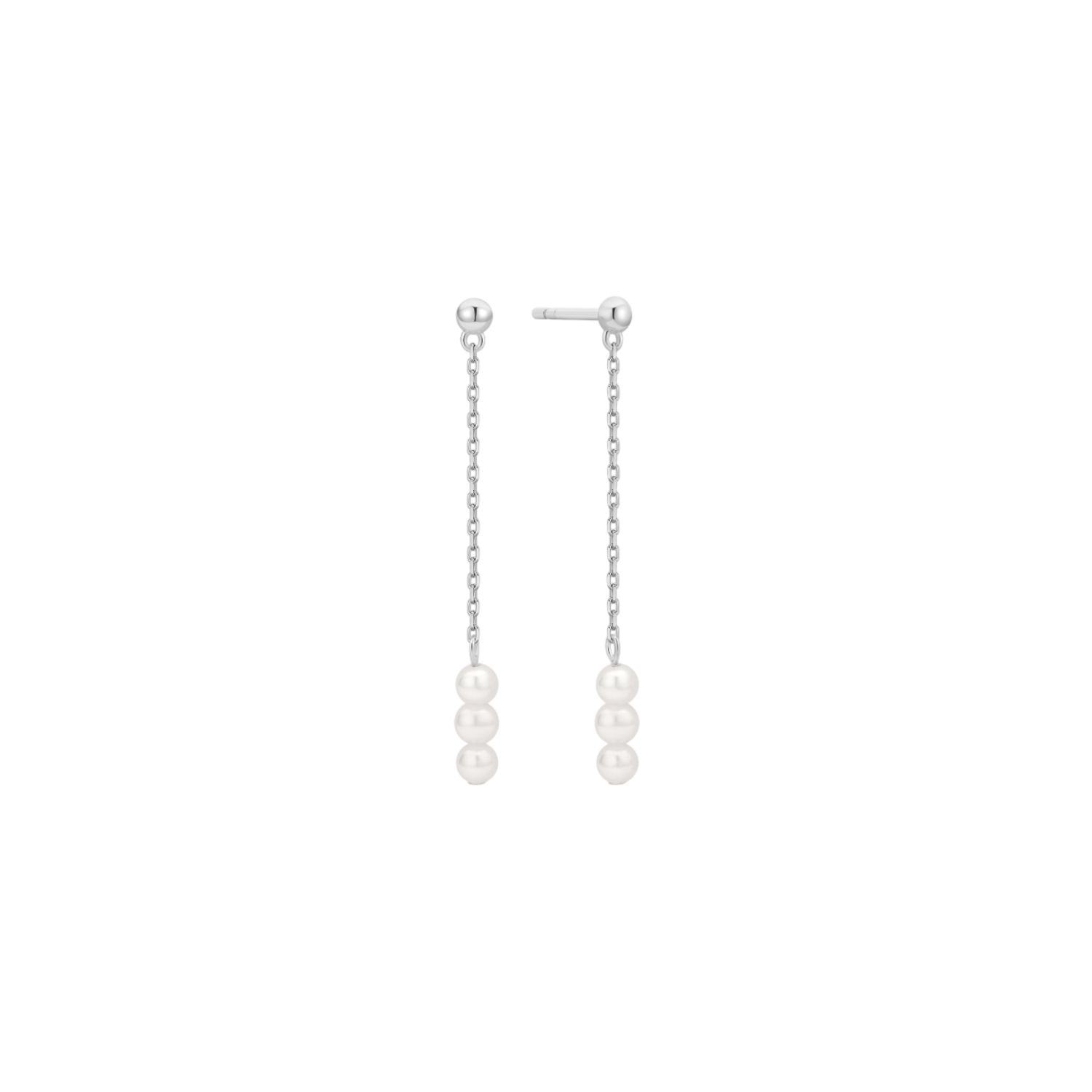 Eden Trio Pearl Drop Earrings In Silver