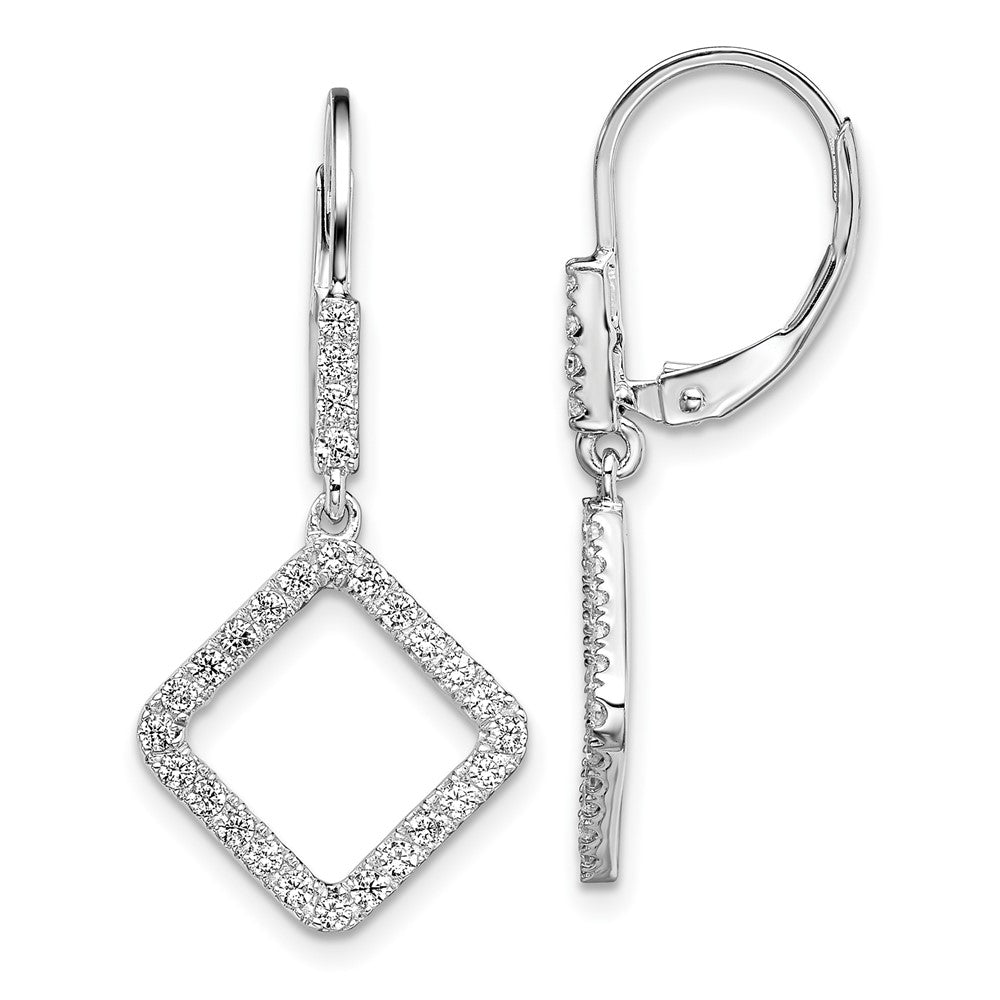 14K White Gold 1/2 CT Lab Grown Diamond Square Leverback Earrings VS Clarity G-H Color