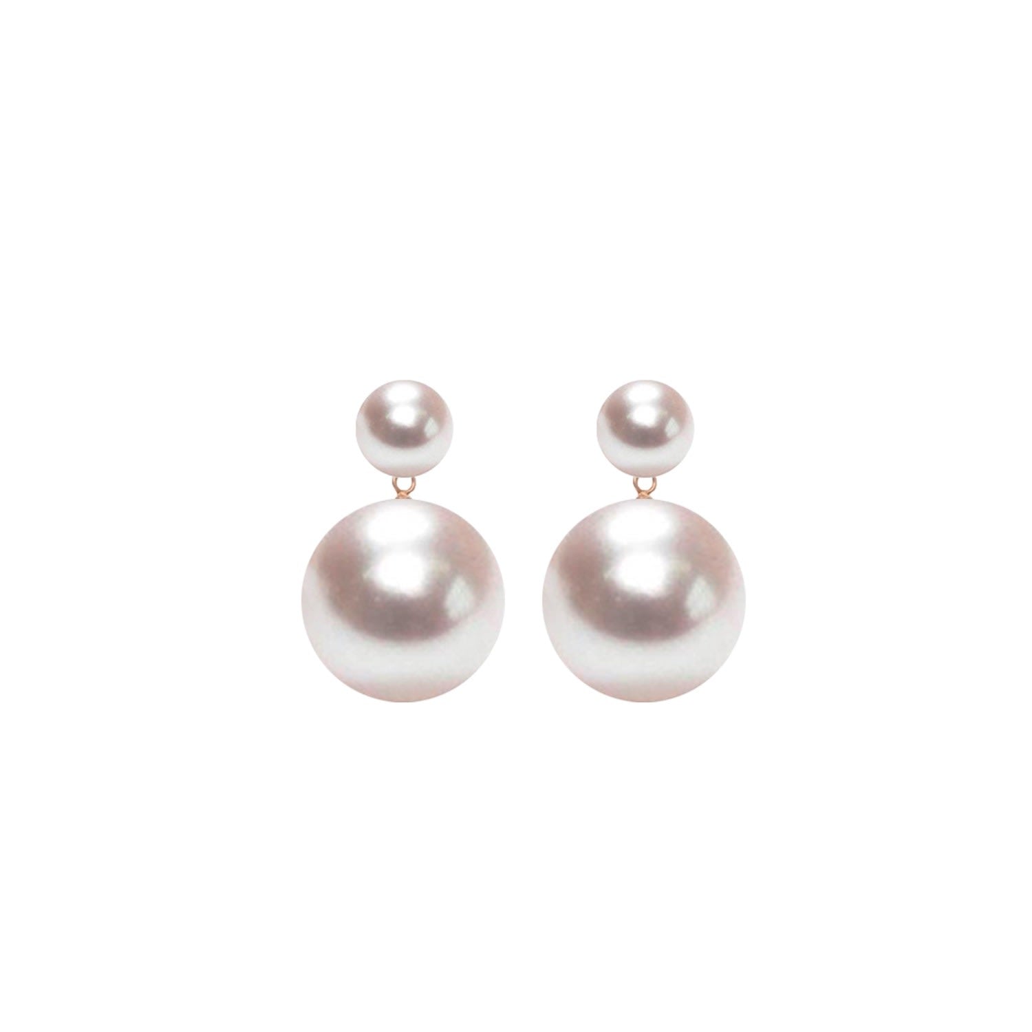Xxl Duet White Pearl Earrings - Solid 9Ct Gold