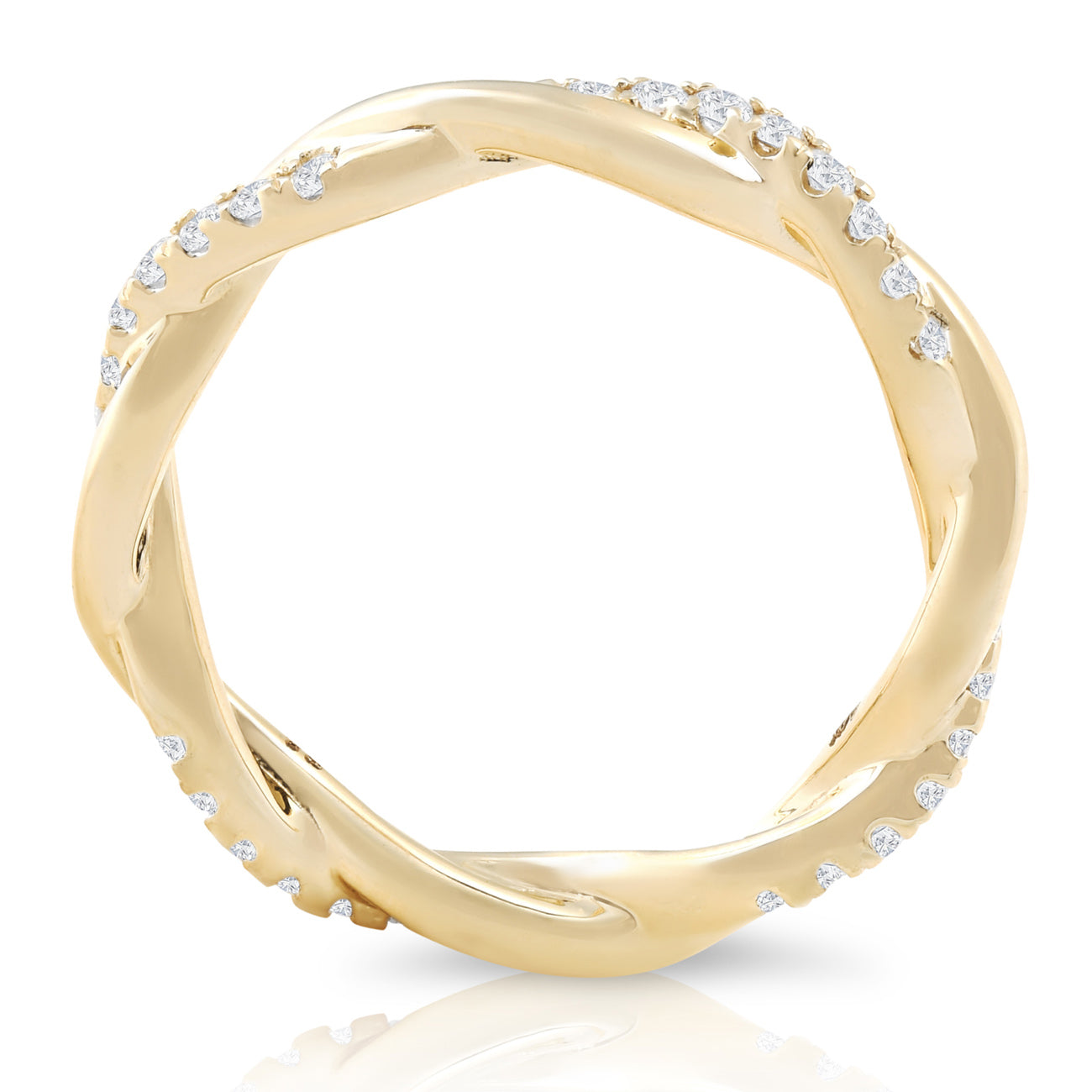 1/3 Ct Diamond Eternity Petite Twist Vine Eternity Ring 10k Yellow Gold