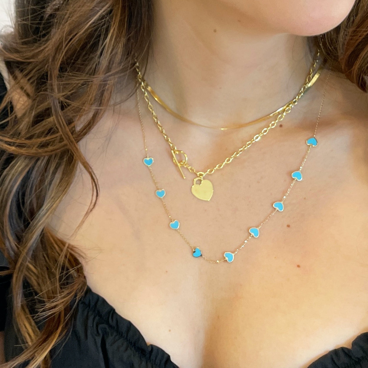Turquoise Heart Station Necklace