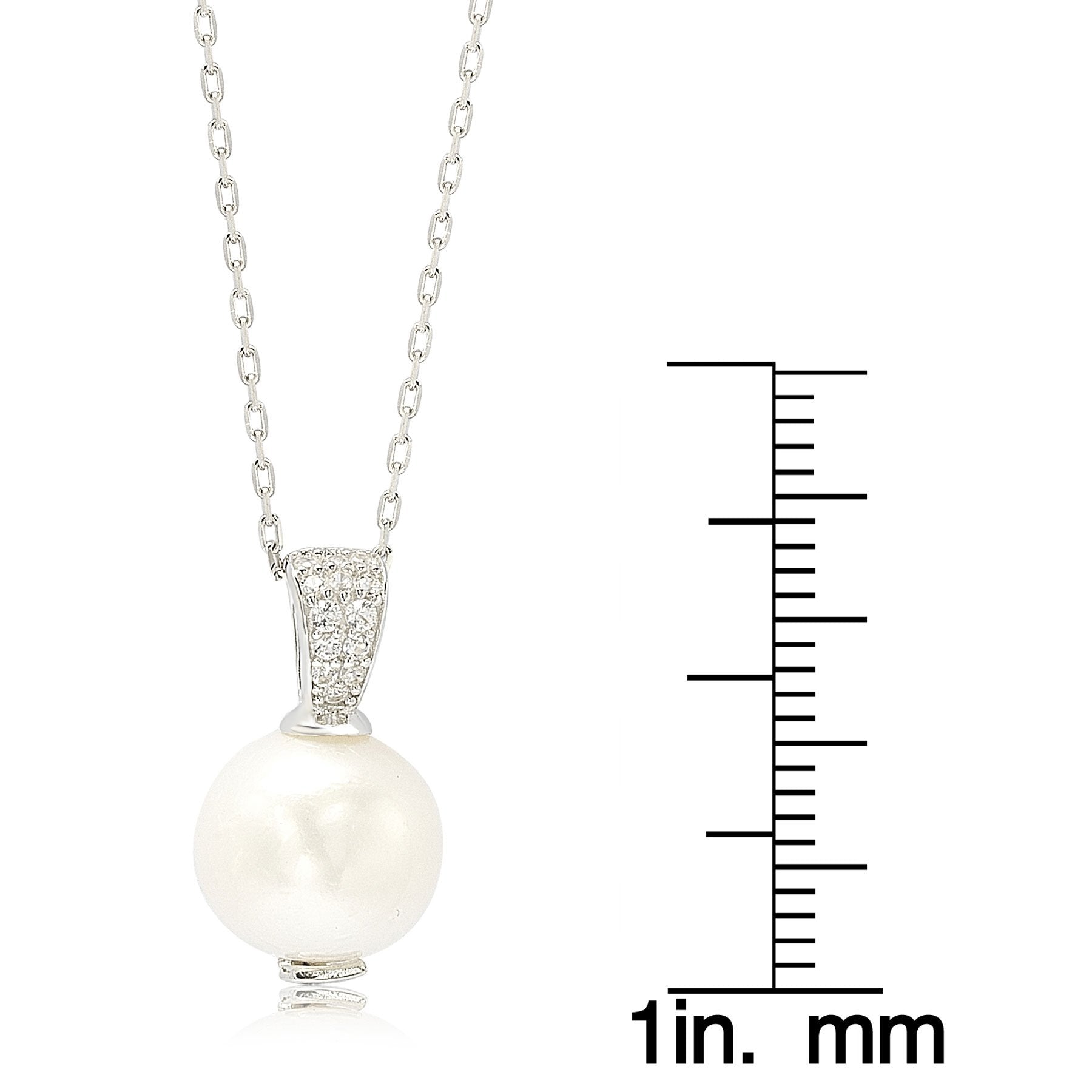 Suzy Levian Sterling Silver Pearl & Sapphire Classic Solitaire Pendant