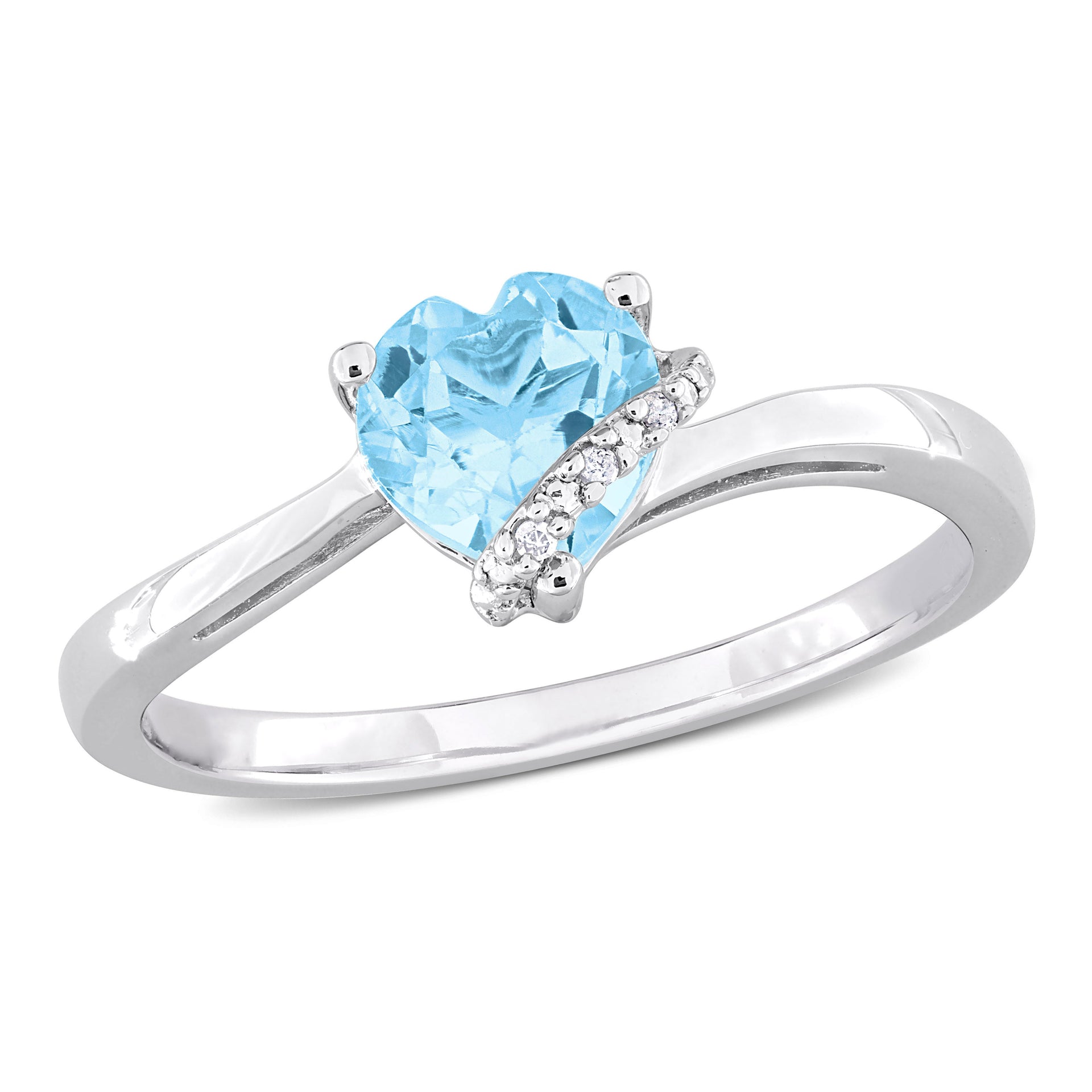 Mimi & Max 1ct TGW Heart Shape Sky Blue Topaz and Diamond Accent Wrap Ring in Sterling Silver