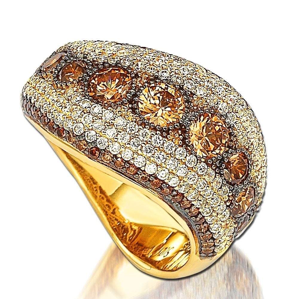 Suzy Levian Golden Sterling Silver Chocolate Cubic Zirconia Ring
