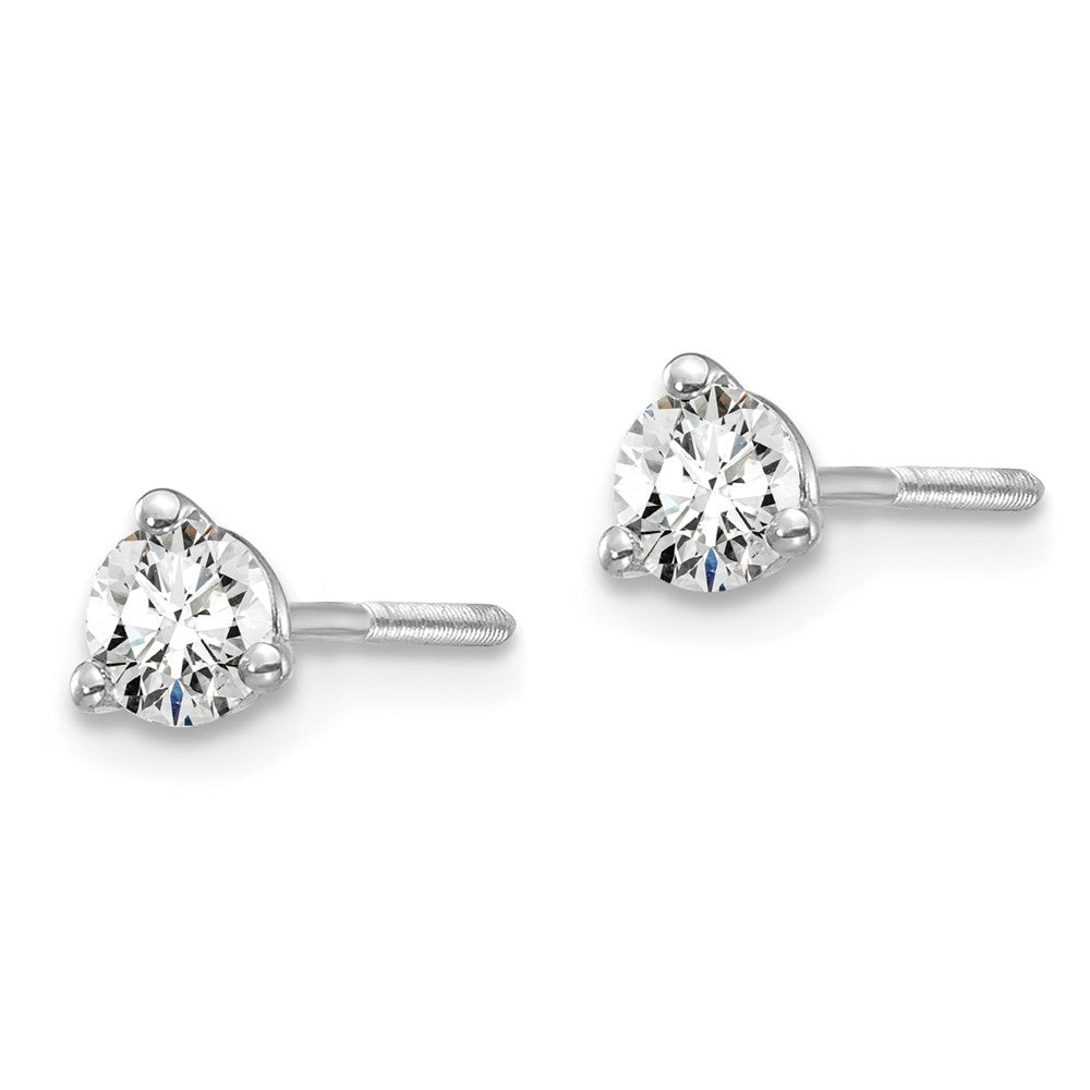 14k White Gold 1/3 CT Round Lab Grown Diamond Stud Earrings Screw Back VS Clarity D-E Color