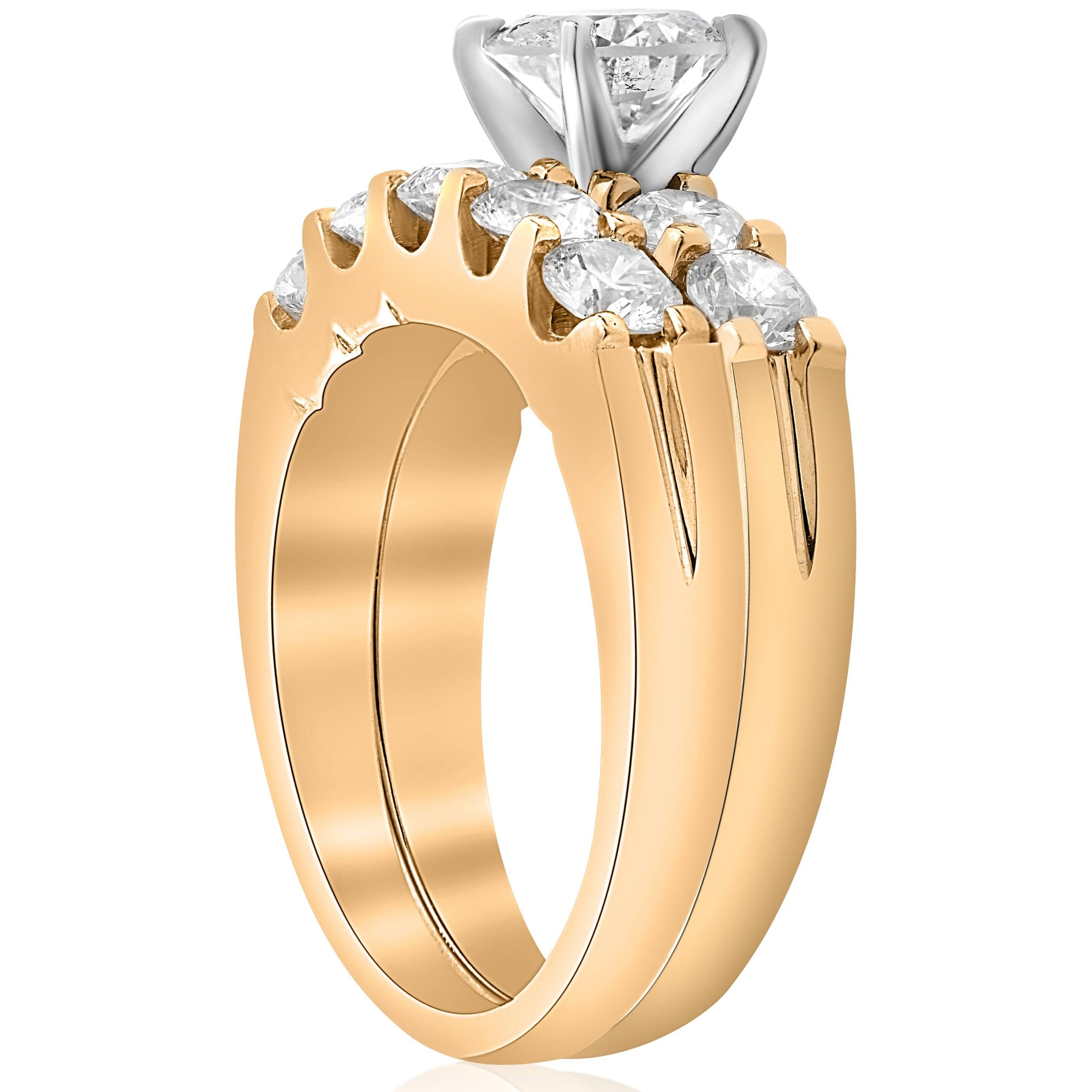 2 3/4ct Diamond Engagement Matching Wedding Ring Set 14k Yellow Gold