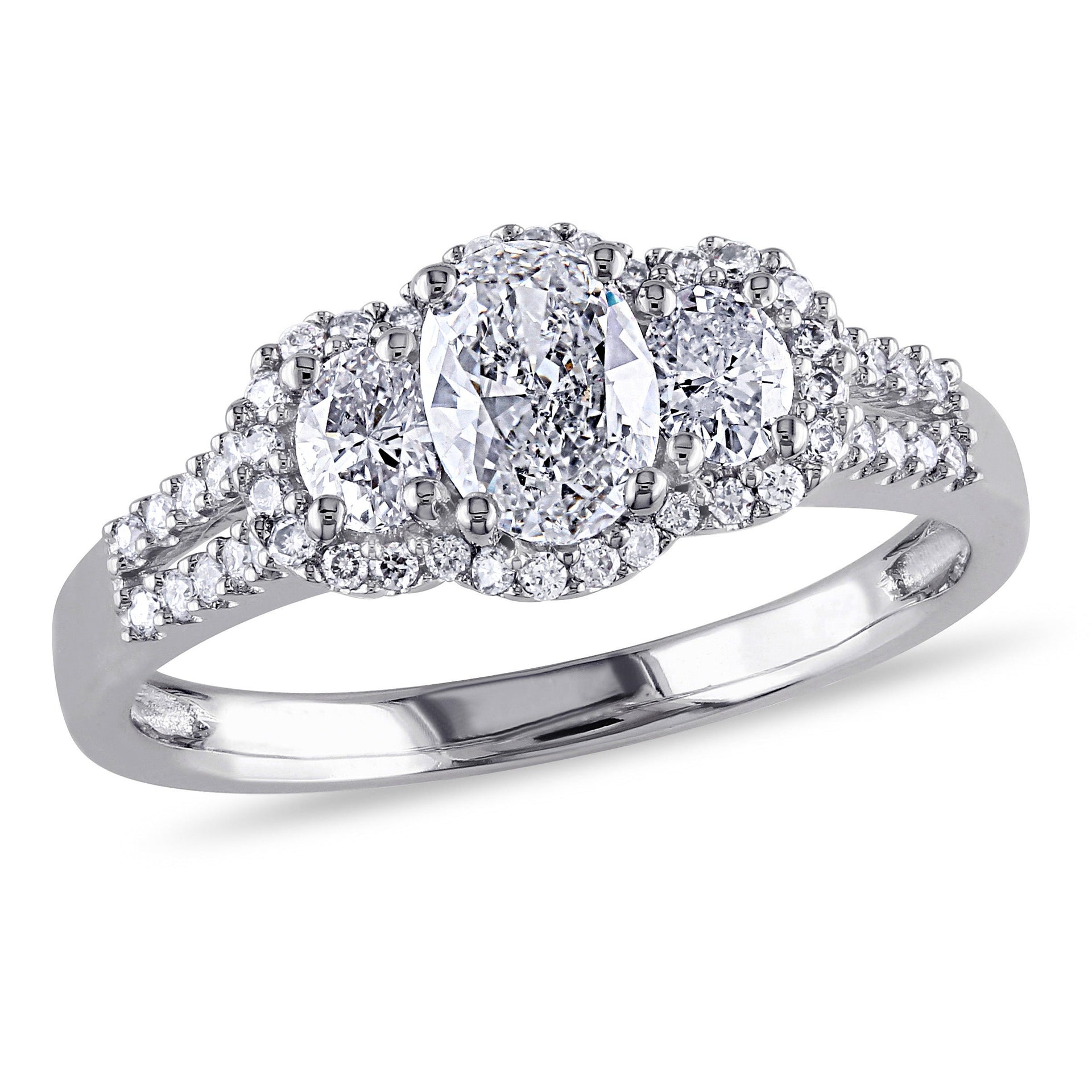 Mimi & Max 1ct TW Oval 3-stone Diamond Engagement Ring 14k White Gold