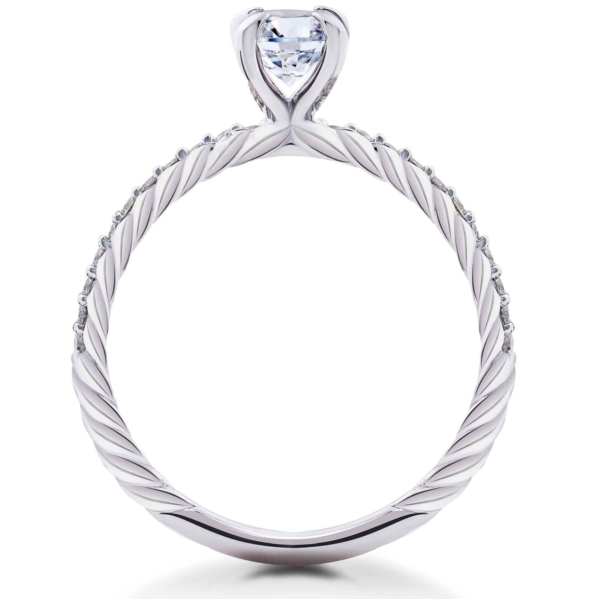 7/8 ct Lab Grown Round Eco Friendly Diamond Mia Engagement Ring 14k White Gold