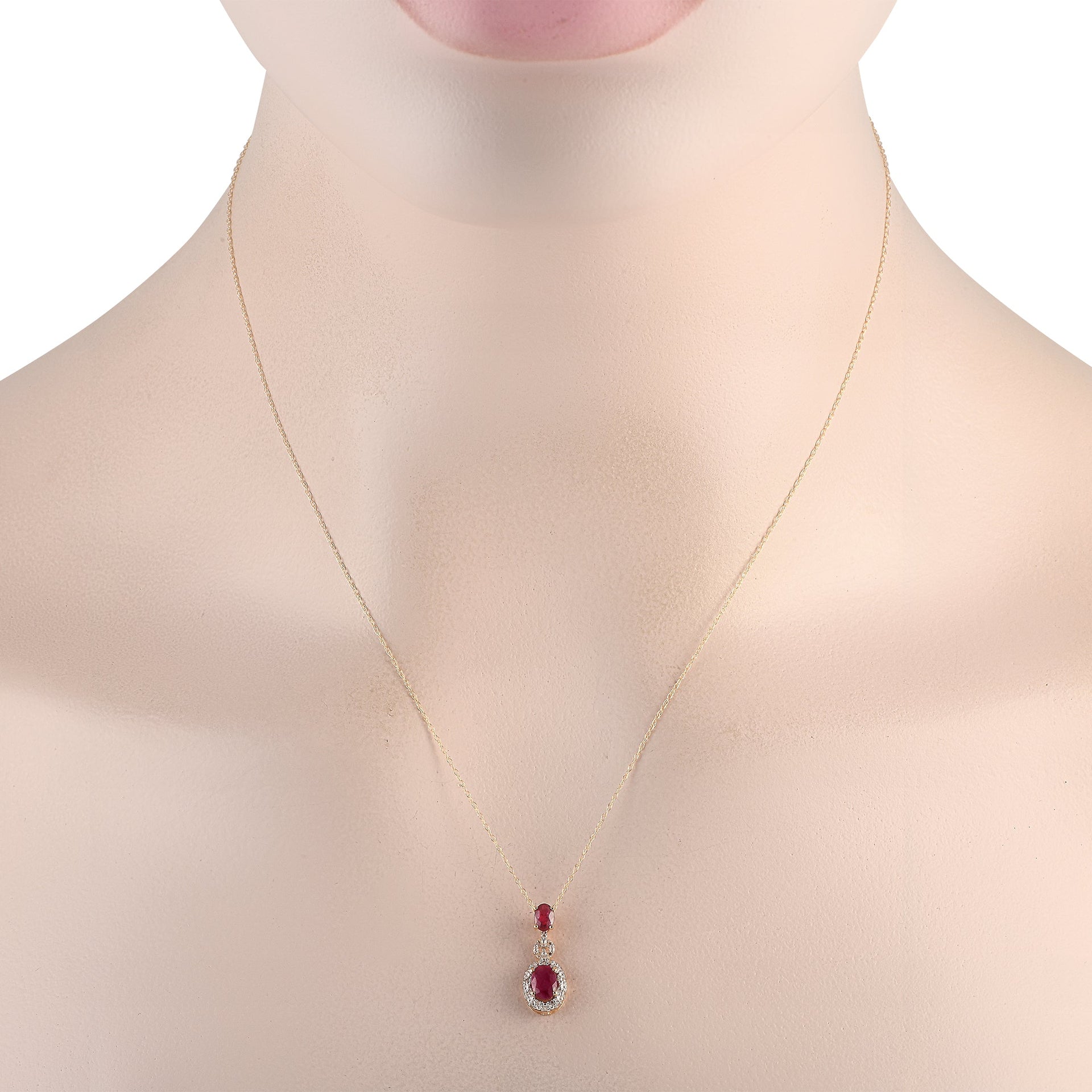 LB Exclusive 14K Yellow Gold 0.08ct Diamond and Ruby Necklace PD4-16183YRU