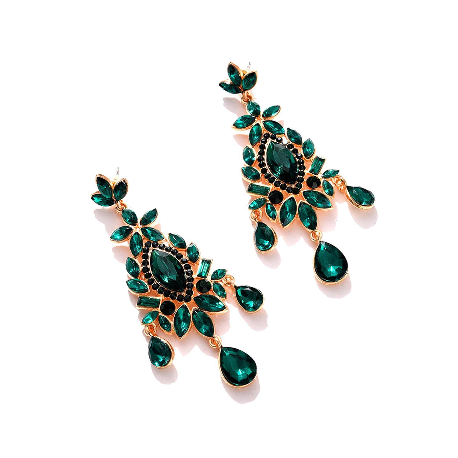 Green Gold Plated Designer Stone Drop Earring