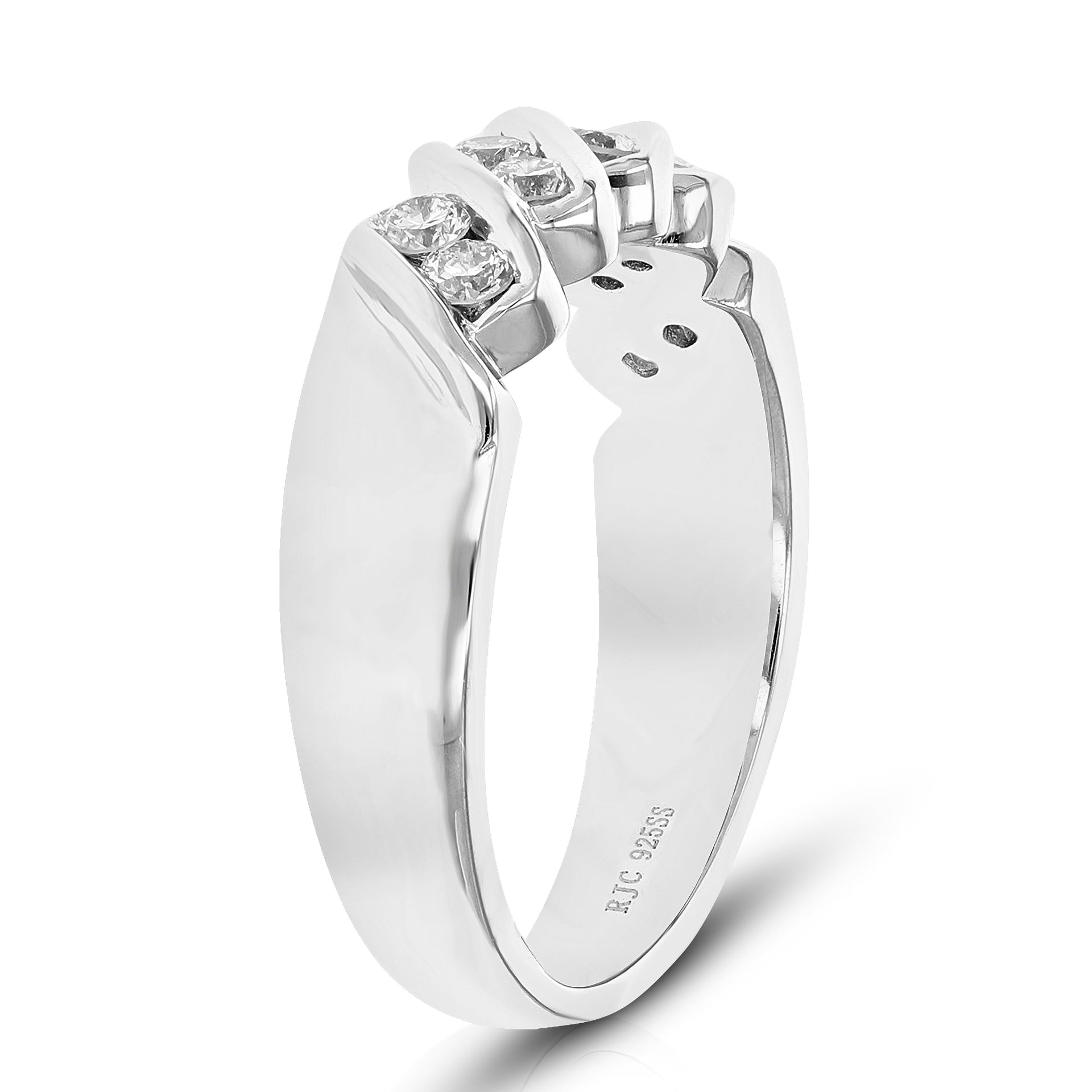 1/2 cttw Round Cut Lab Grown Diamond Engagement Ring .925 Sterling Silver Channel Set