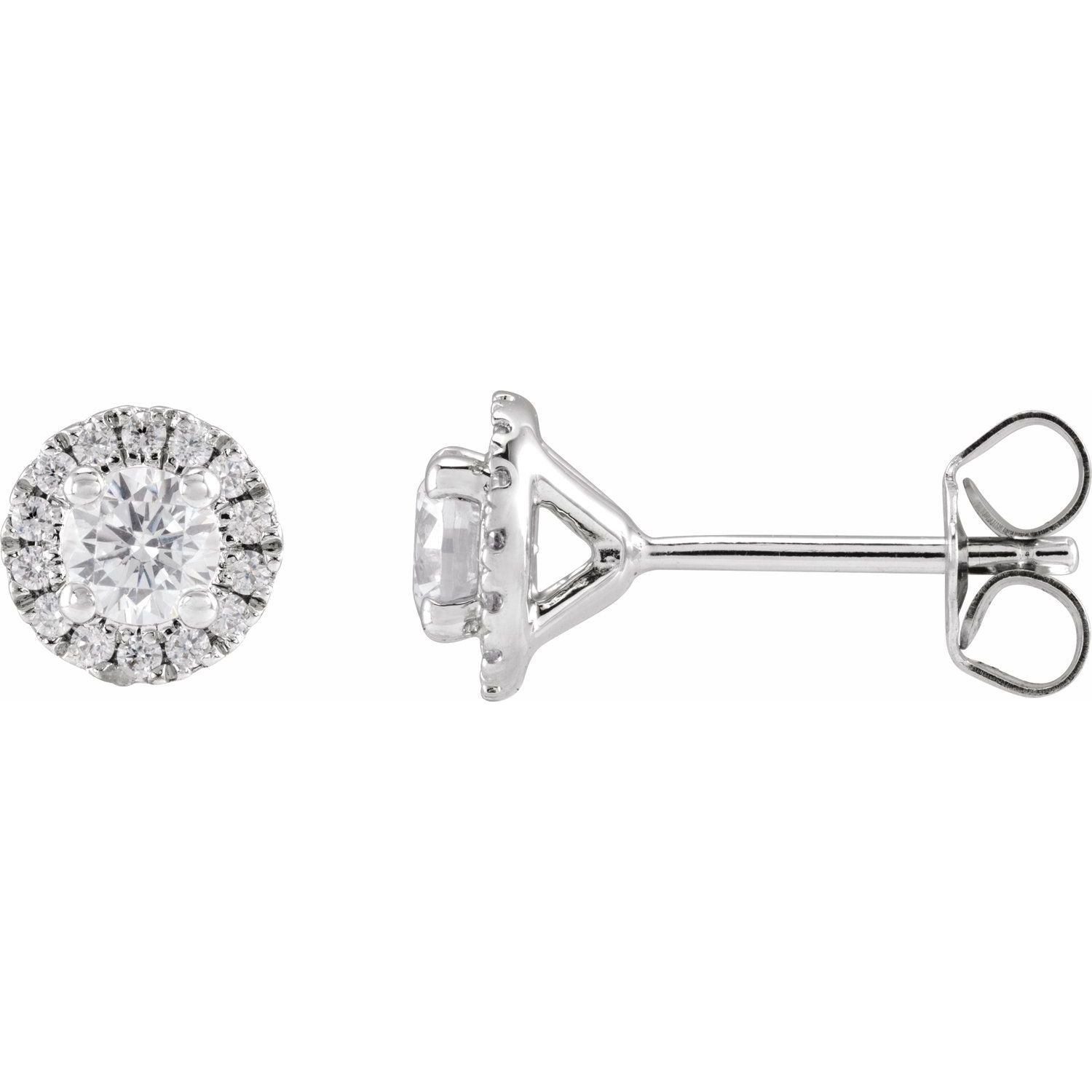 14K White Gold 3/4ct Lab-grown Diamond Stud Earrings Clarity SI Color G-H
