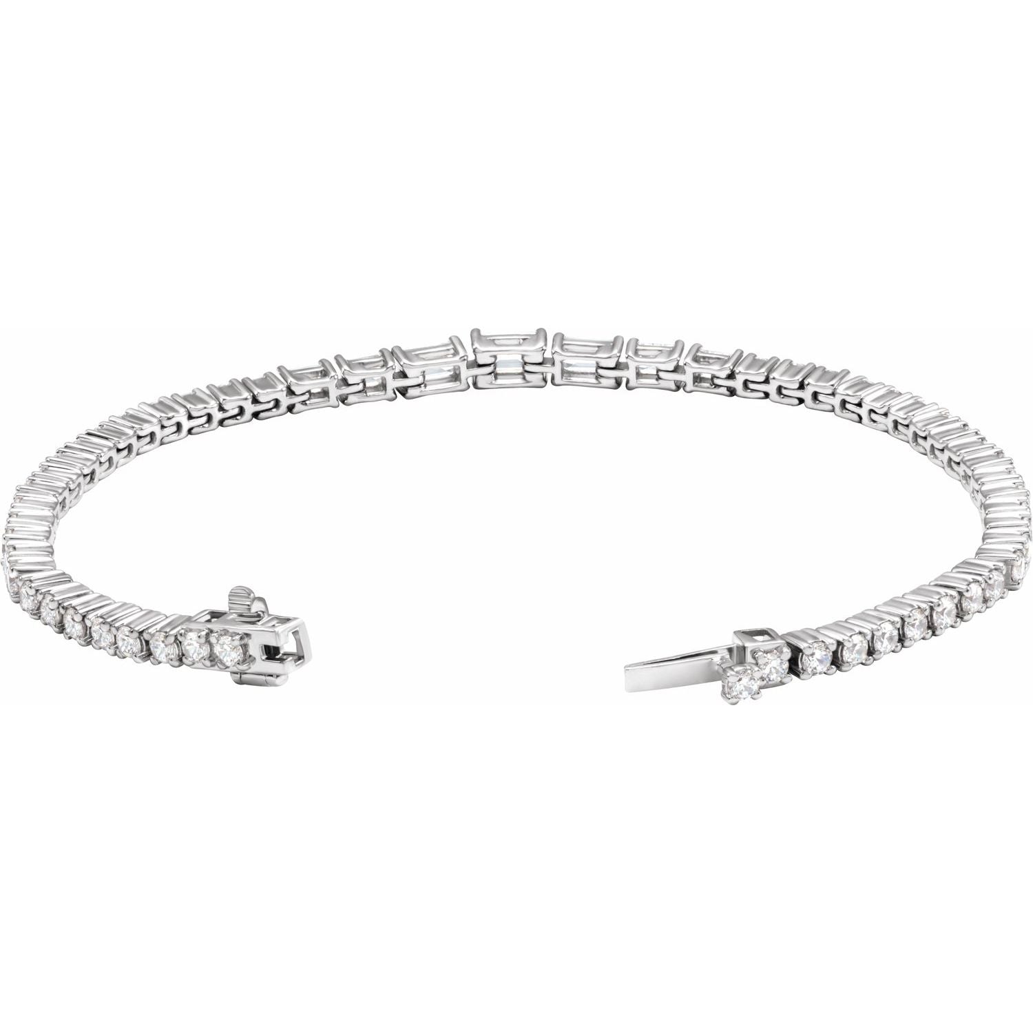 14k Gold 4 5/8 Ctw Lab-grown Diamond Line Bracelet 7'