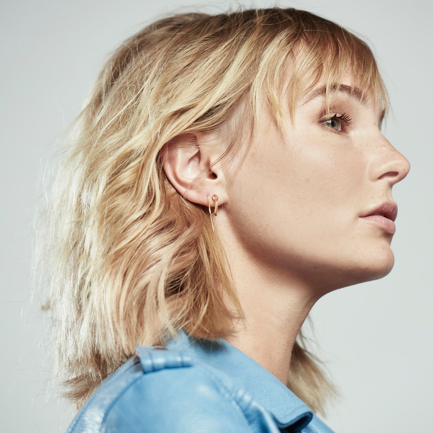 Hoop & Chain Single Earring - Silver