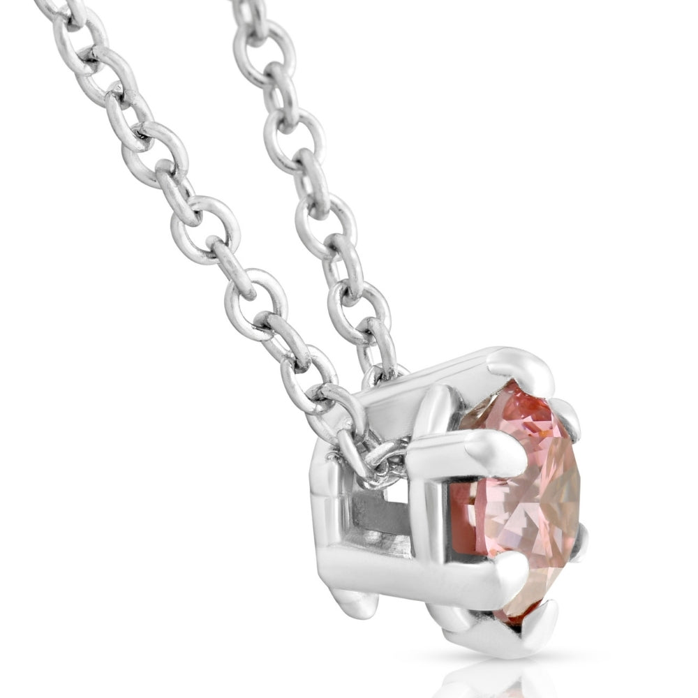 1/4Ct Pink Diamond Solitaire Floating Pendant 14k White Gold Lab Grown Necklace
