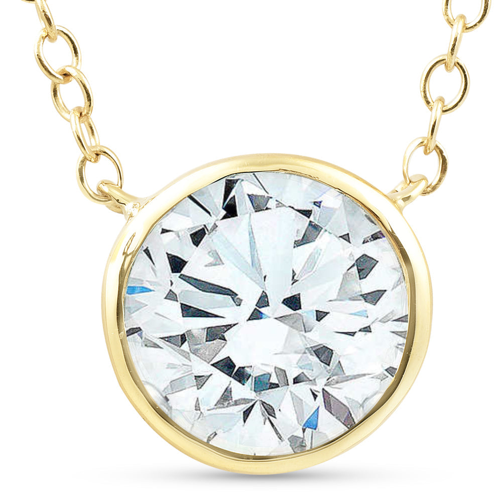 1.88Ct Round Solitaire Diamond Bezel Pendant 14k Yellow Gold Enhanced