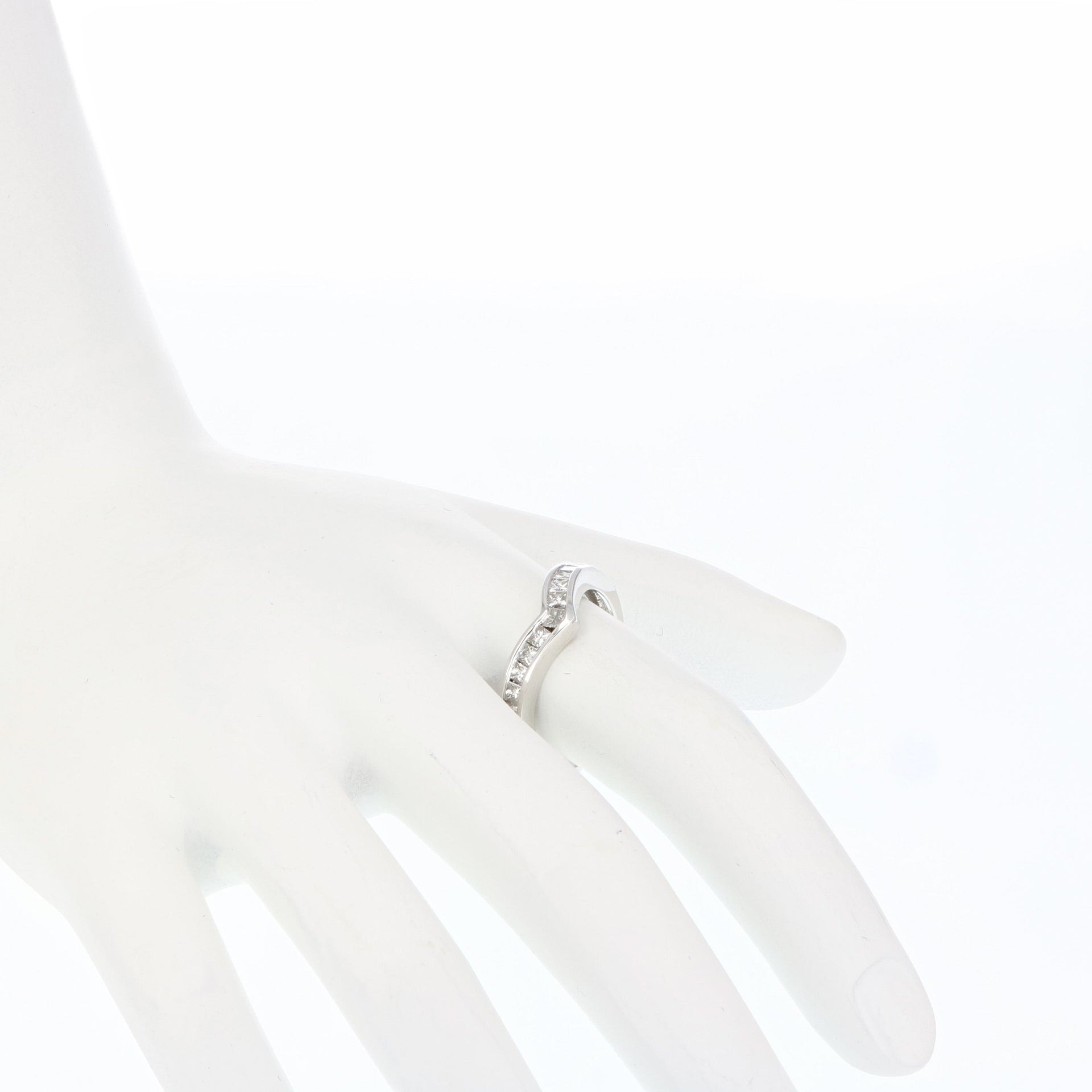 1/2 cttw Princess Diamond V Shape Wedding Band 14K White Gold Channel