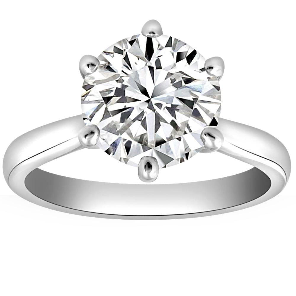 VS 2 1/2 ct Lab Grown Diamond 6-Prong Solitaire Engagement Ring 14k White Gold