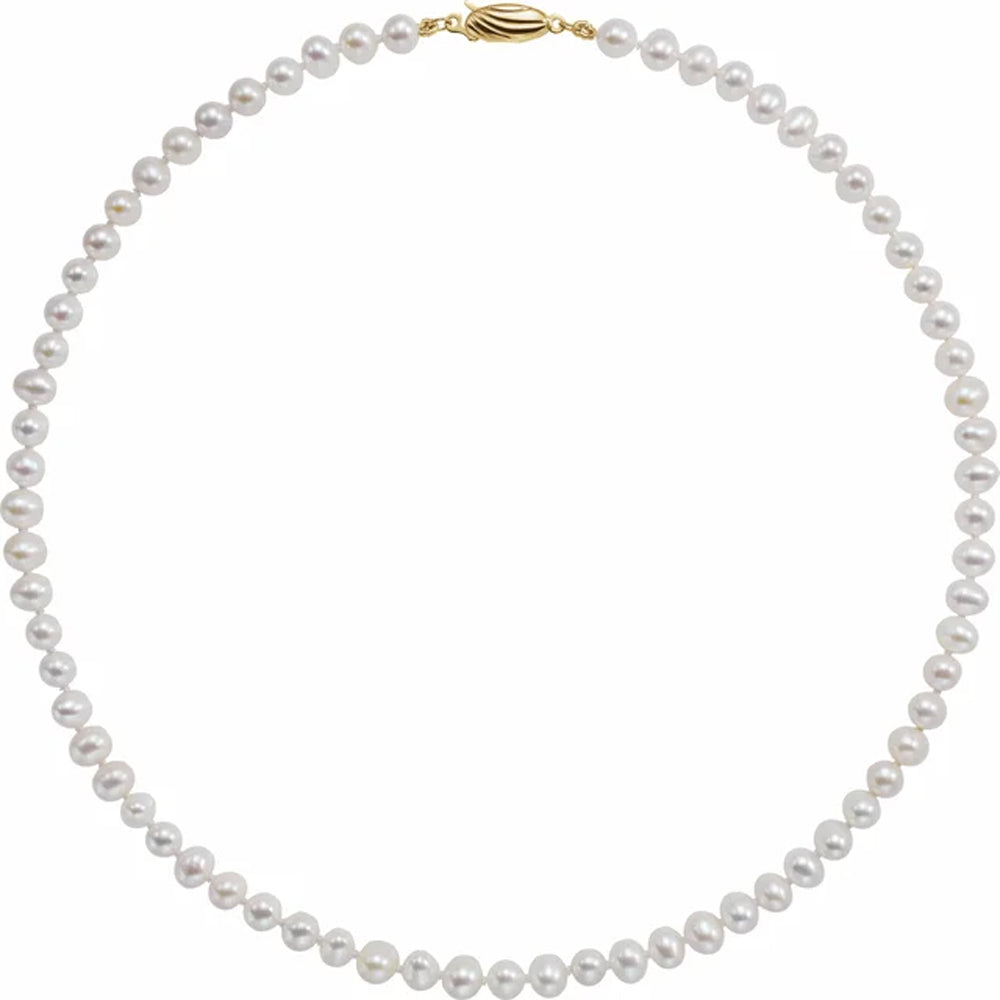 16' 14K Yellow Gold Freshwater Cultured Pearl Necklace 5-5.5mm