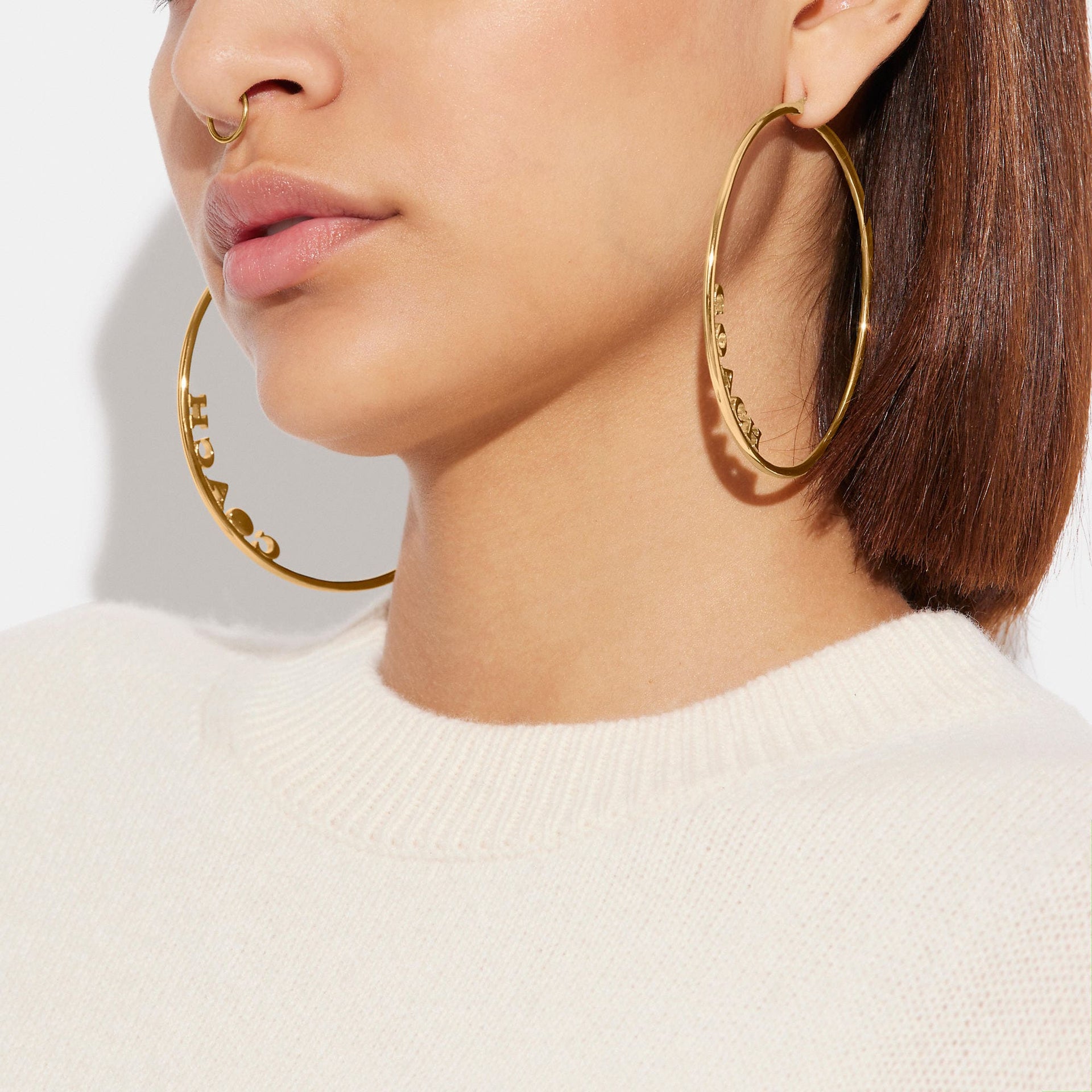 Coach Signature Large Hoop Earrings