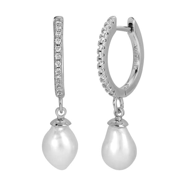 Effie Pearl Drop Huggies - Silver